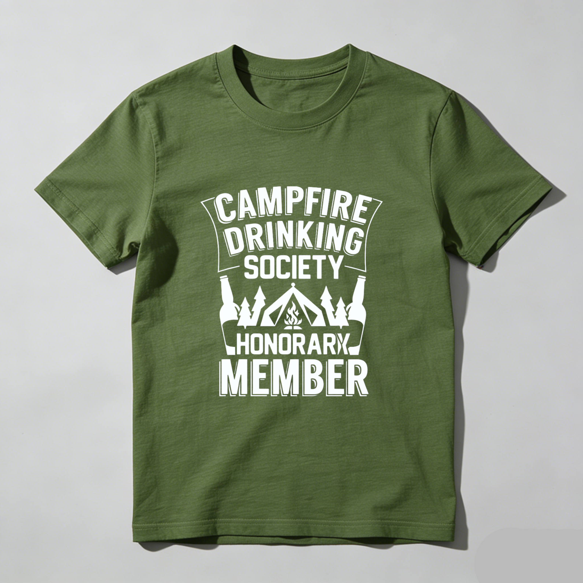 TEECURENT Campfire Drinking Society Honorary Member T-Shirt Outdoor Camping Beer Party Shirt Funny Gift For Men Women WOMEN