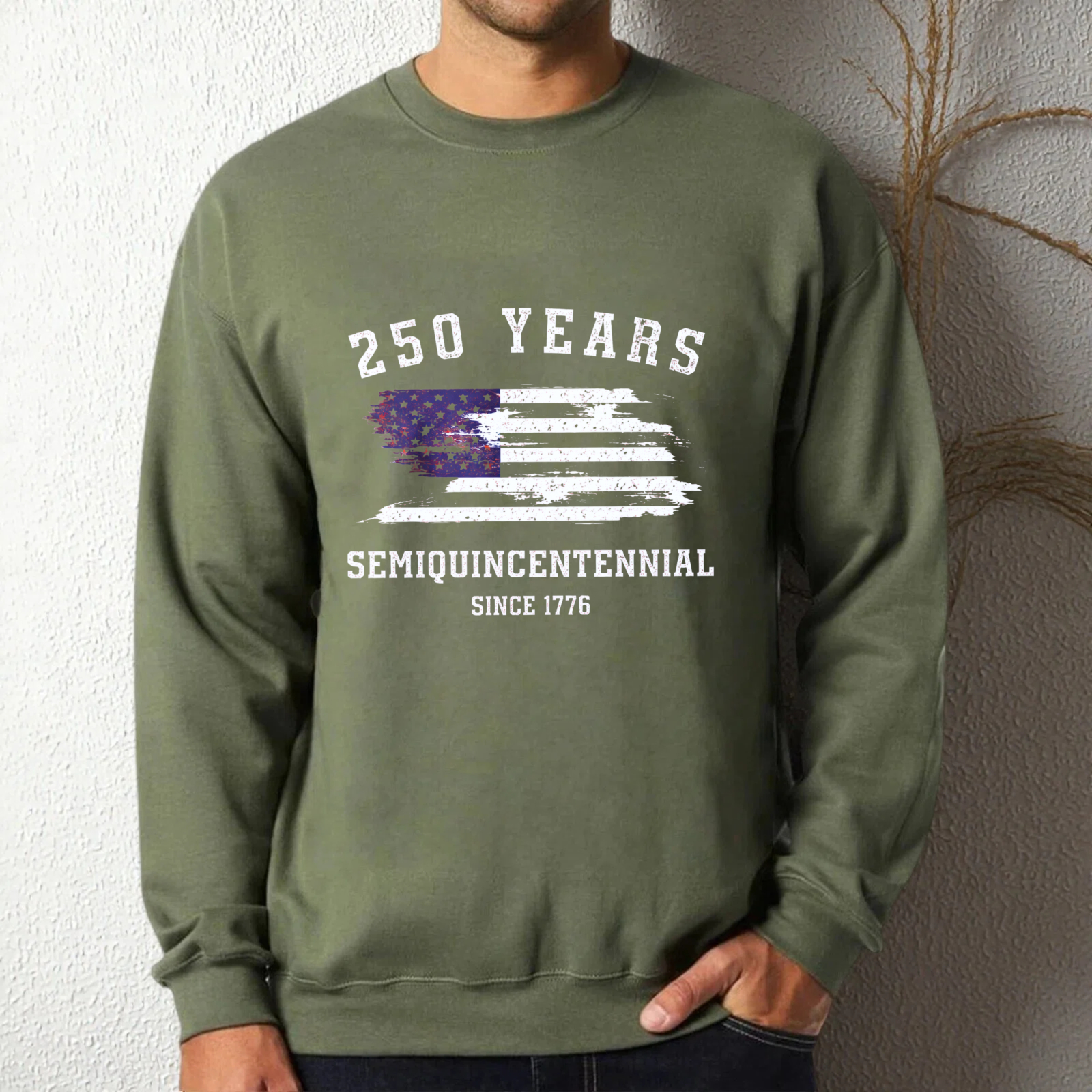 250 Years SemiQuincennial Since 1776 American Flag Sweatshirt Black Crewneck Pullover Unisex Casual Top