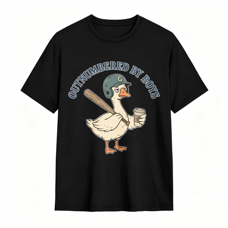 Comfort Colors Outnumbered By Boys Baseball Mom Goose Funny T-shirt