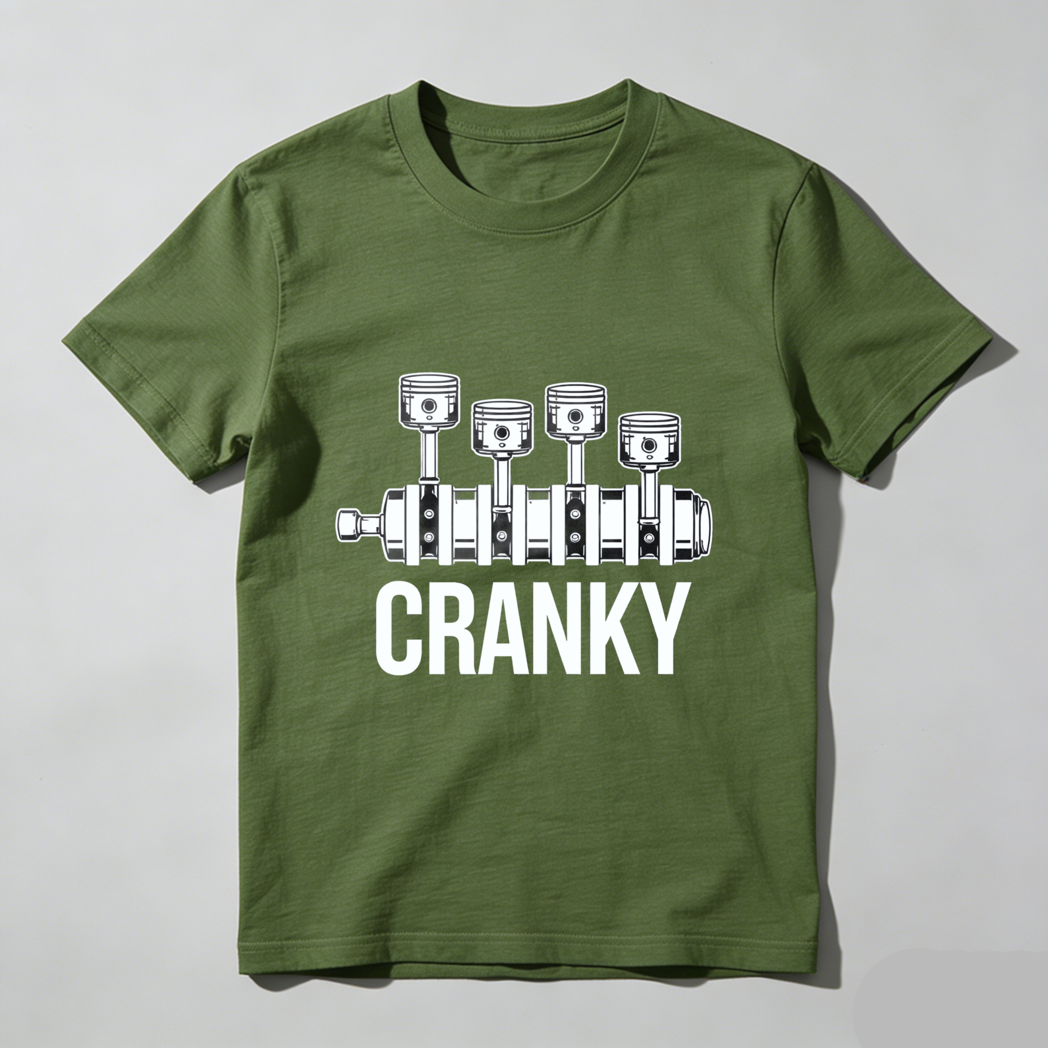 Cranky Engine Piston Design T-Shirt For Car Enthusiasts And Mechanics