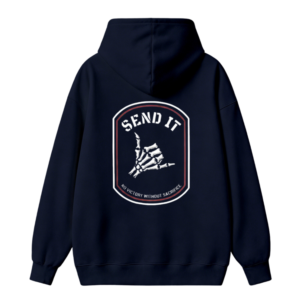 Send It Skeleton Hand Patch No Victory Without Sacrifice Graphic Unisex Classic Hoodie