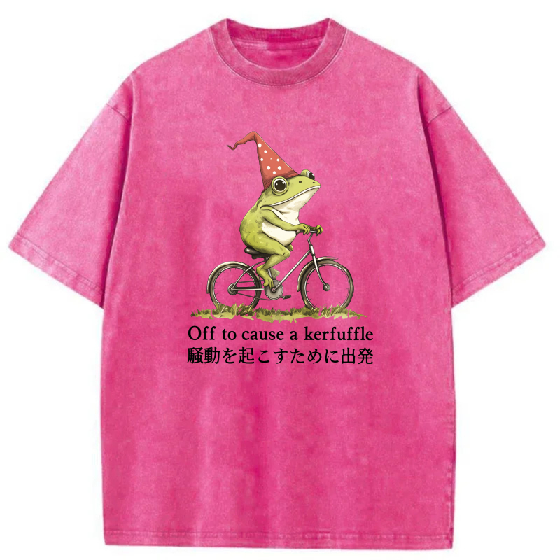 Frog Riding Bike With Party Hat tshirt 100% cotton