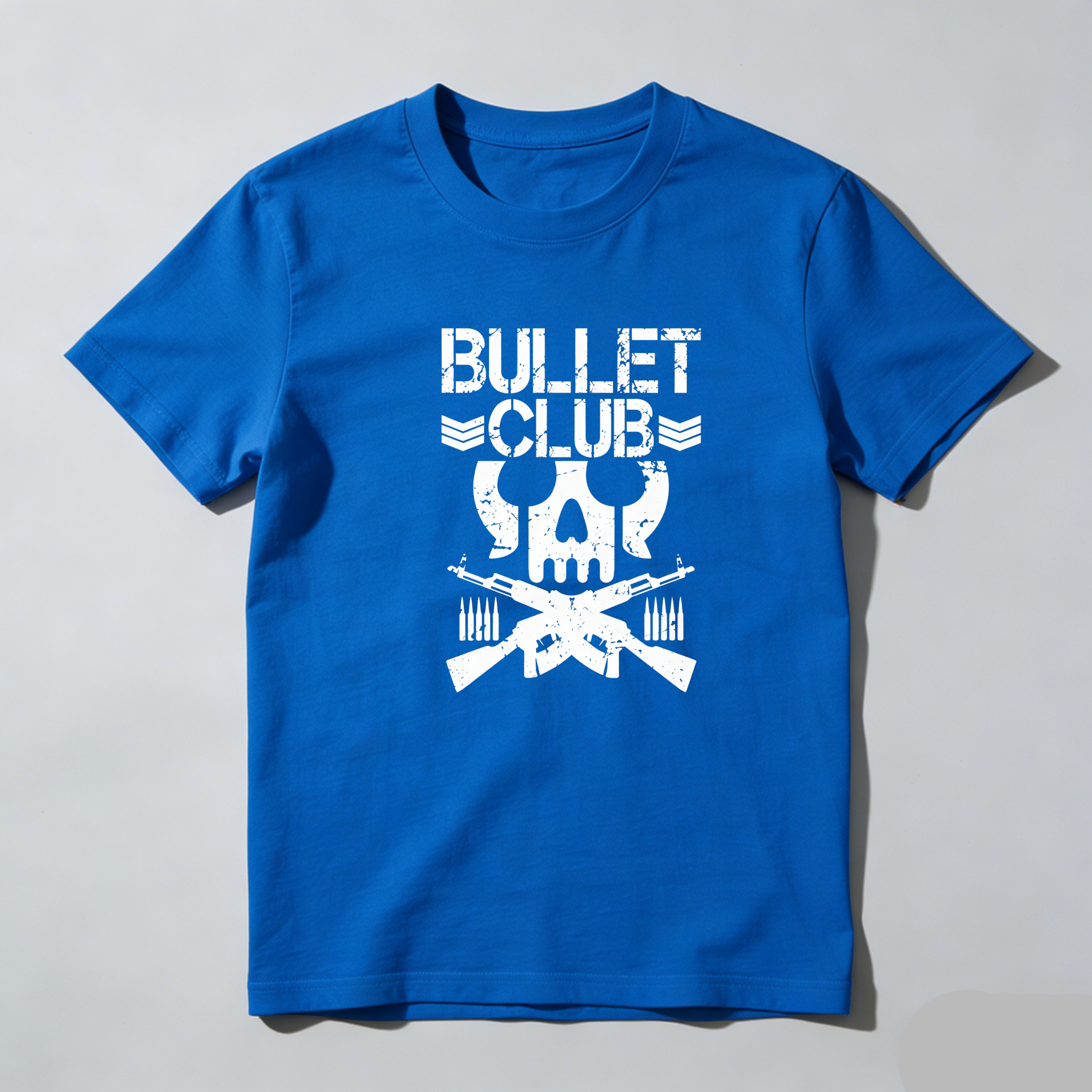 TEECURENT Bullet Club Skull And Guns Pure Cotton Short Sleeve T Shirt-TeeCurent