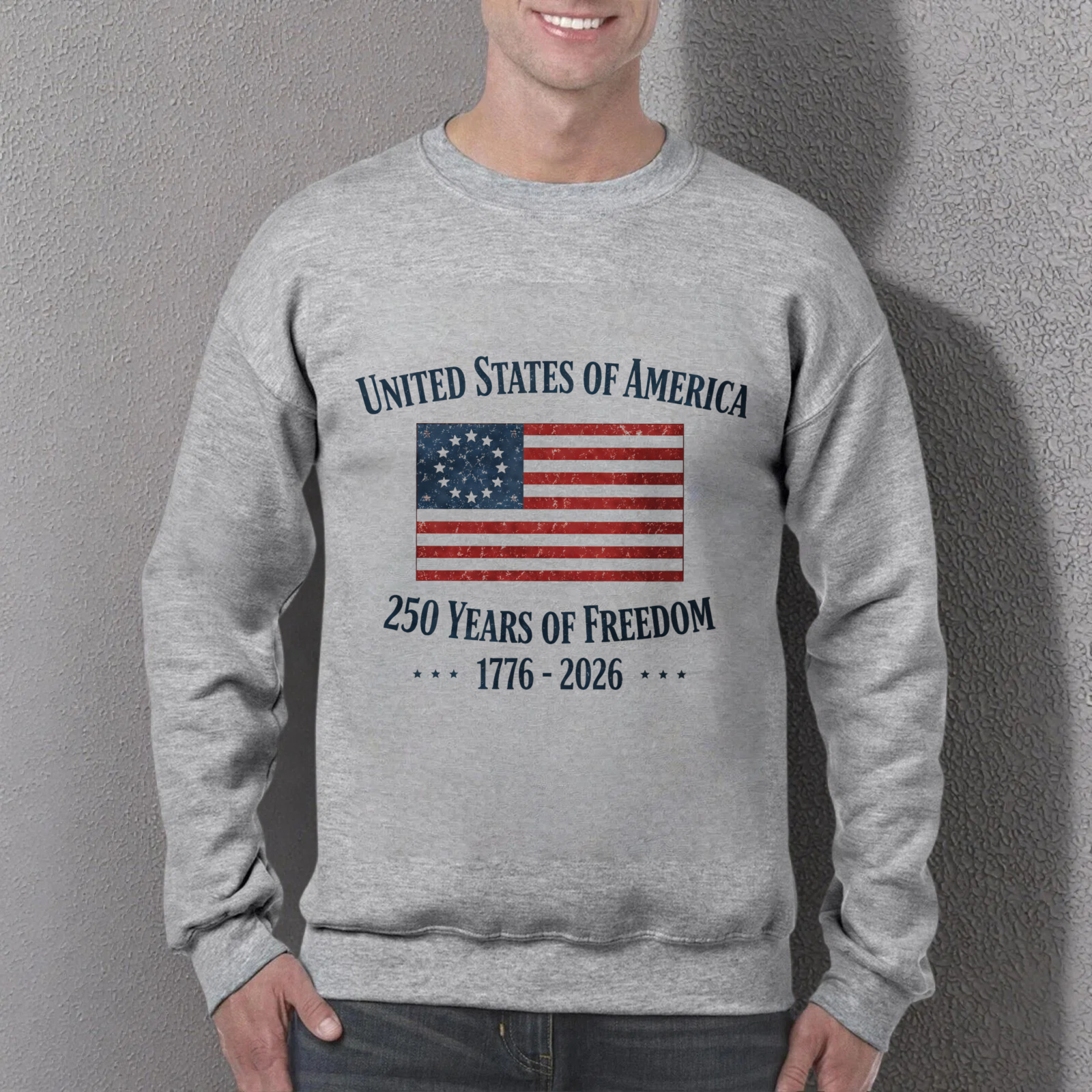 American Flag Design Crewneck Sweatshirt Black Cotton Long Sleeve Pullover Top Men Women Unisex Casual Wear Streetwear Fashion Apparel