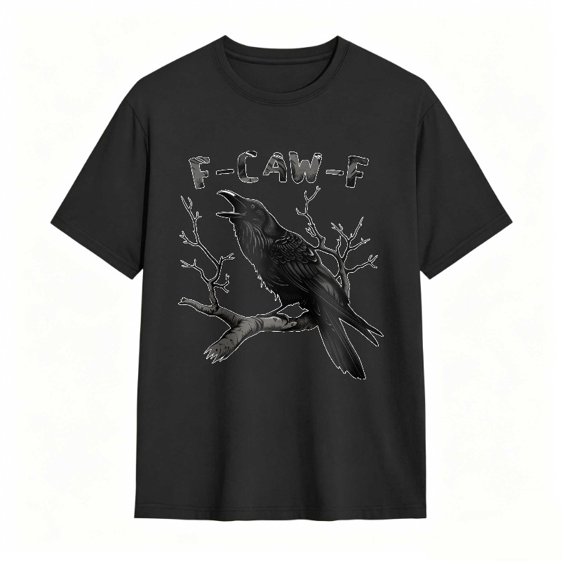 Crow On Branch With F Caw F Text Unisex Classic T-shirt