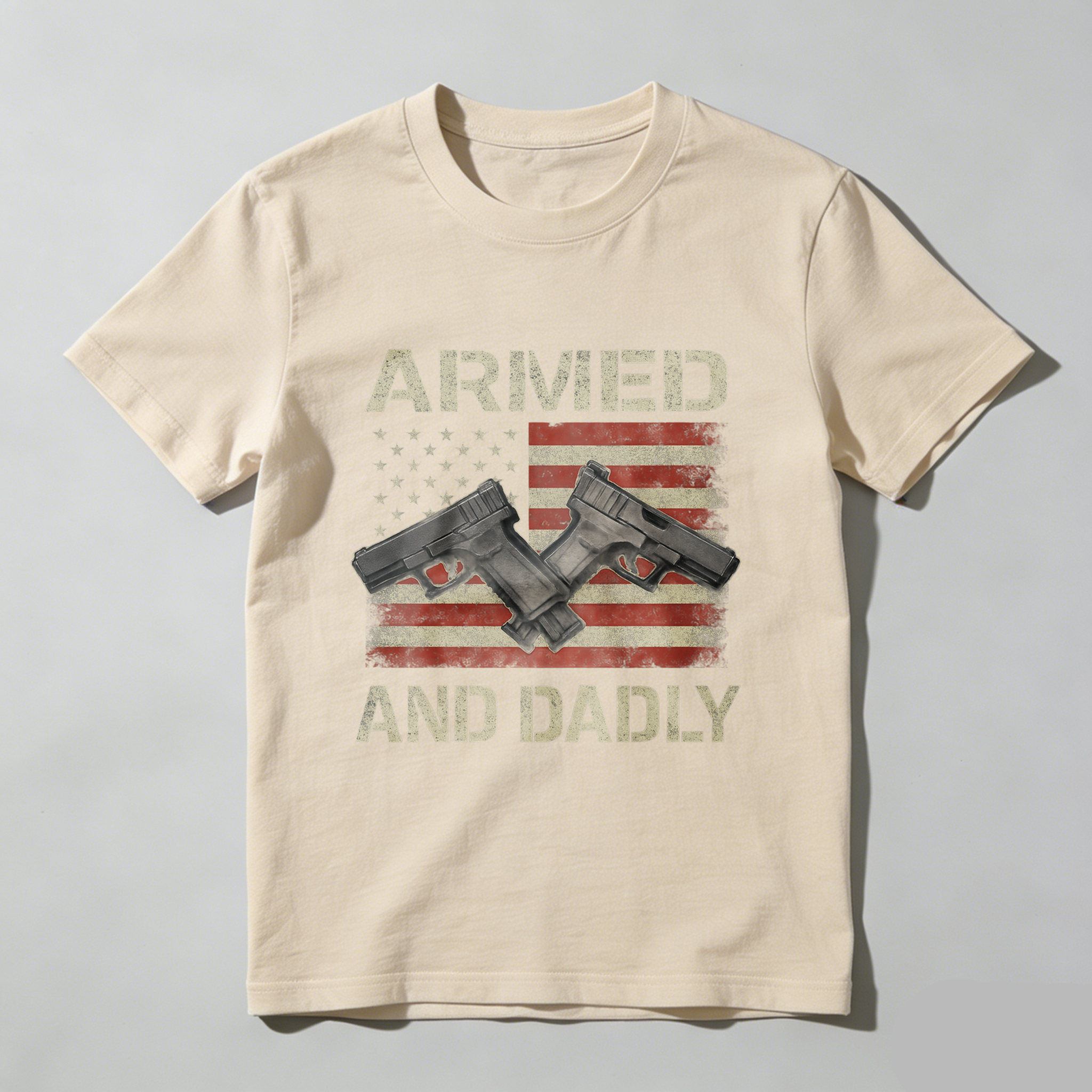 Armed And Dadly American Flag Gun T-Shirt Made In Usa