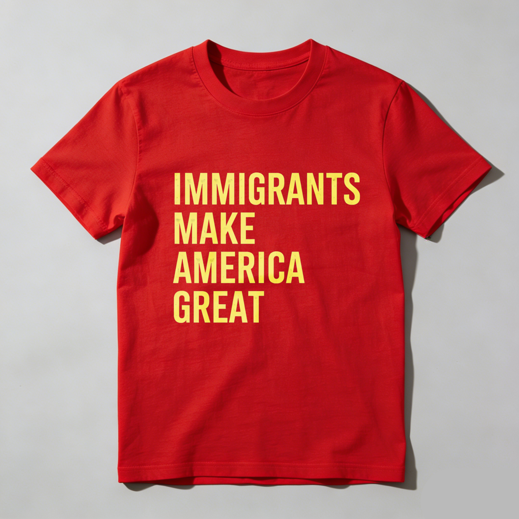 TEECURENTImmigrants Make America Great T Shirt Black Yellow Text Pro Immigrant Pride Statement Apparel-TeeCurent