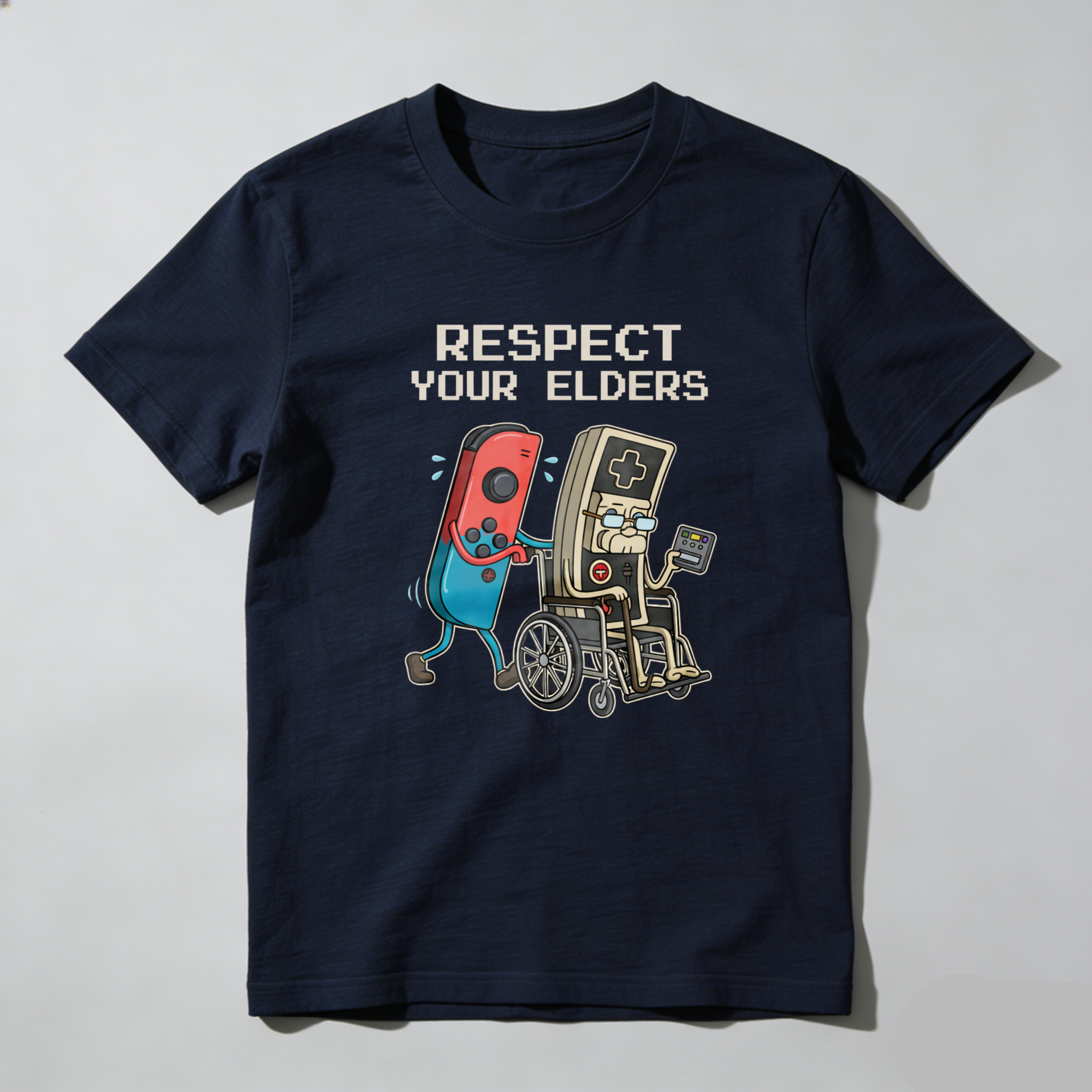 TEECURENT Respect Your Elders Nintendo Switch And Game Boy T-Shirt Gaming Humor Shirt For Gamers-TeeCurent