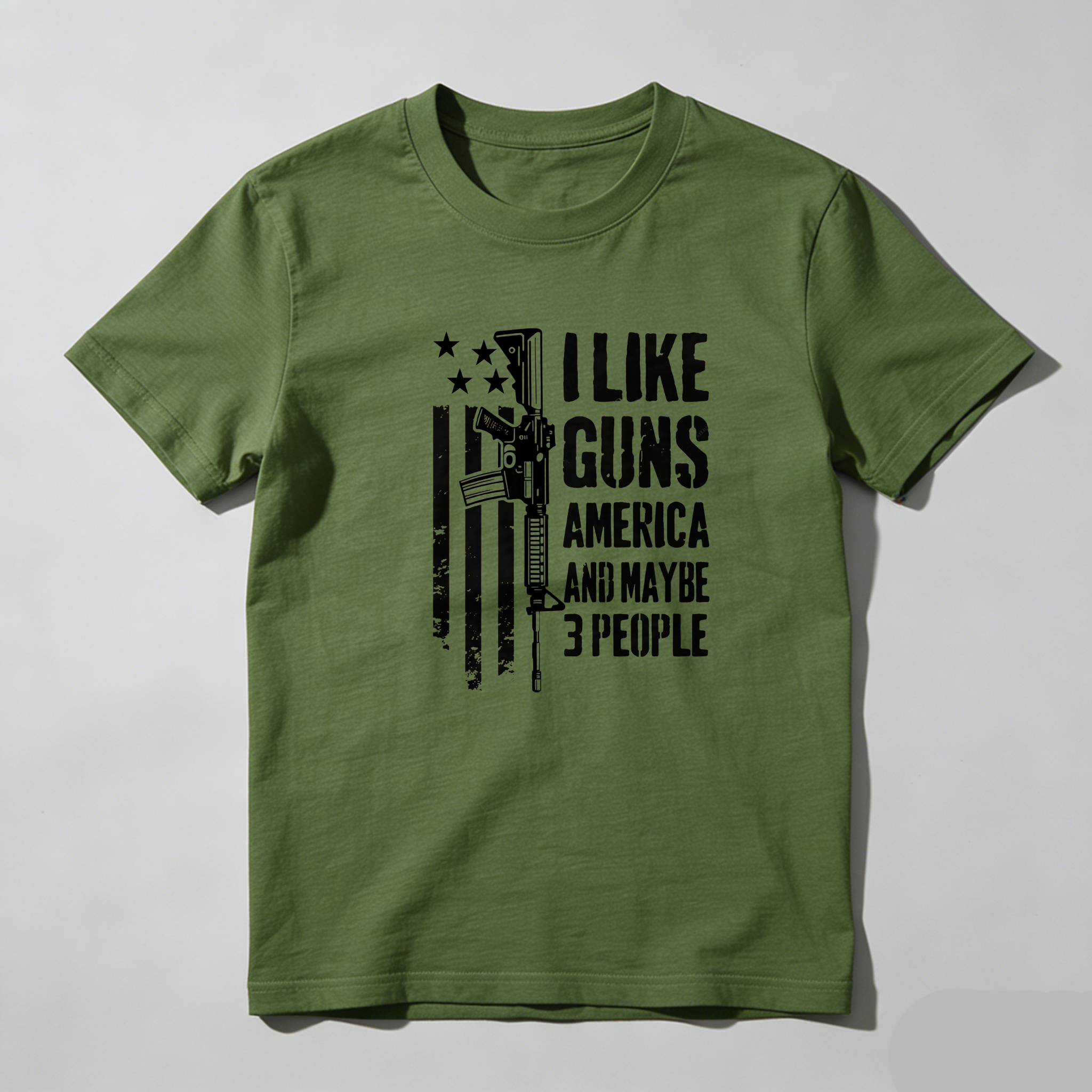 TEECURENT I Like Guns America And Maybe 3 People Pure Cotton Short Sleeve T Shirt-TeeCurent