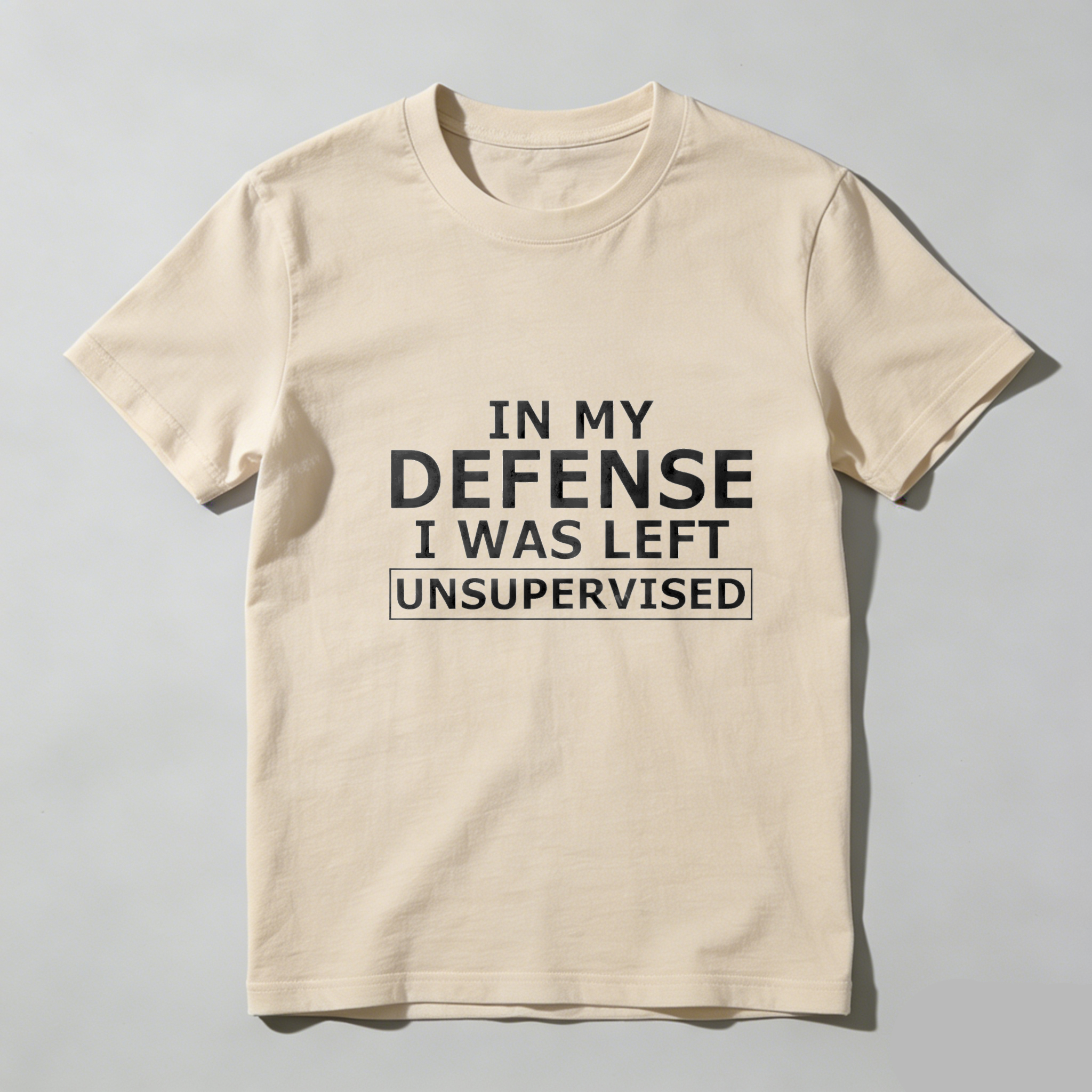 TEECURENT In My Defense I Was Left Unsupervised Pure Cotton Short Sleeve T Shirt-TeeCurent
