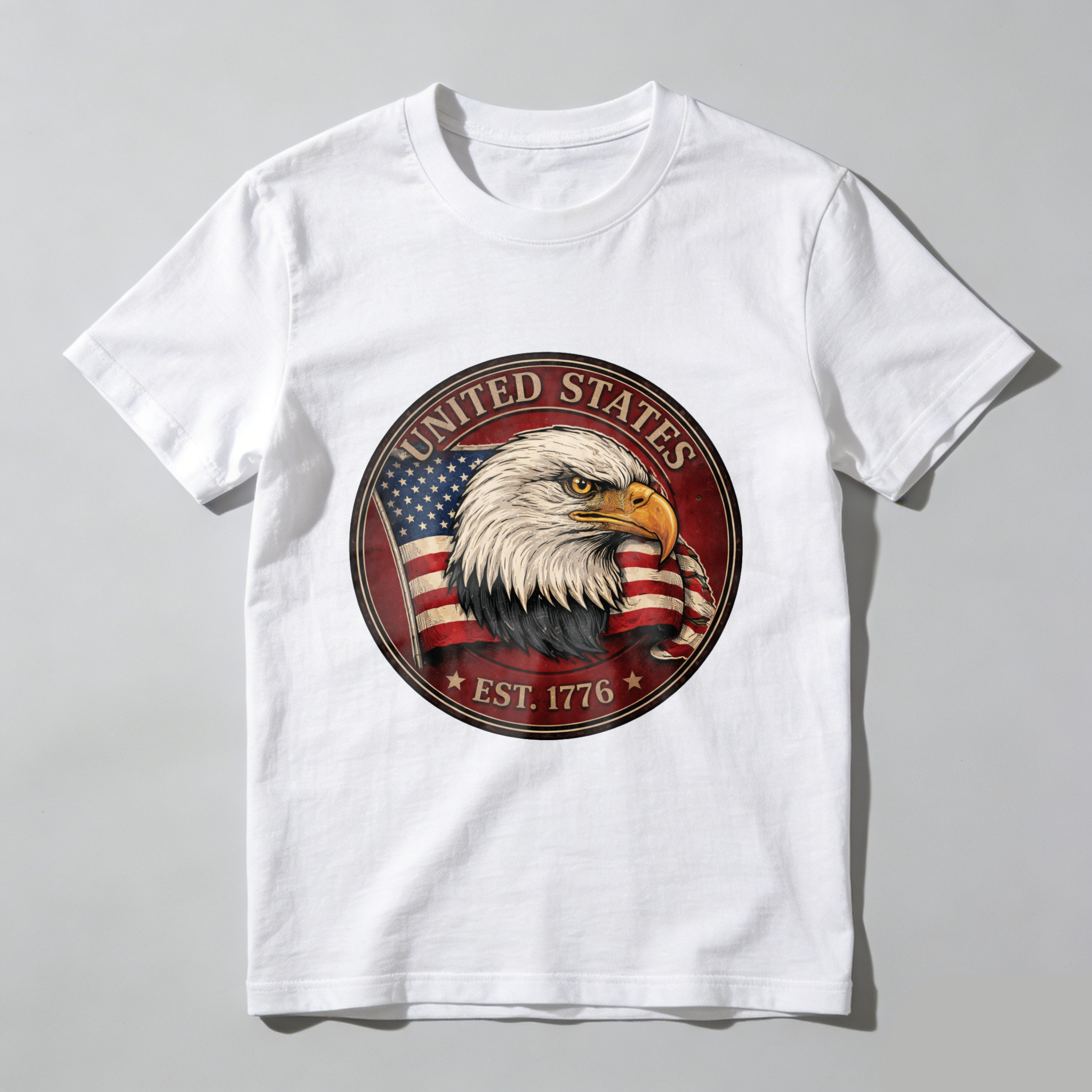 United States Eagle American Flag Patriotic T-Shirt Est 1776 Black Men's Classic Fit Shirt