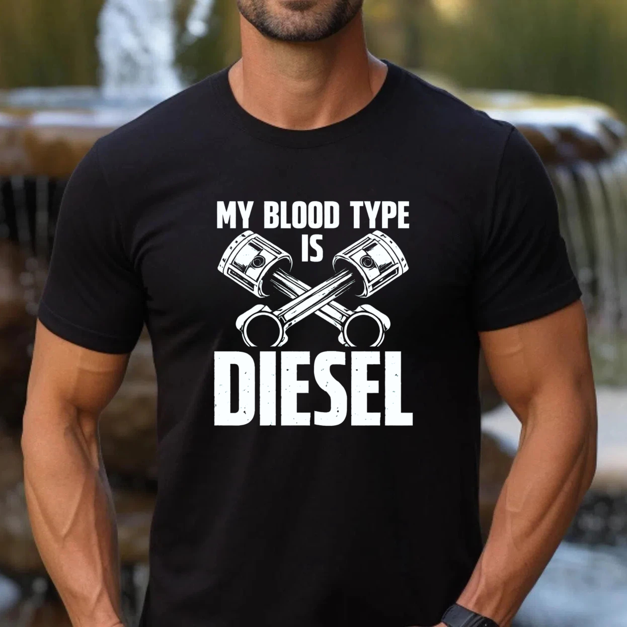 My Blood Type Is Diesel T Shirt For Car Enthusiasts And Diesel Engine Lovers With Piston Design
