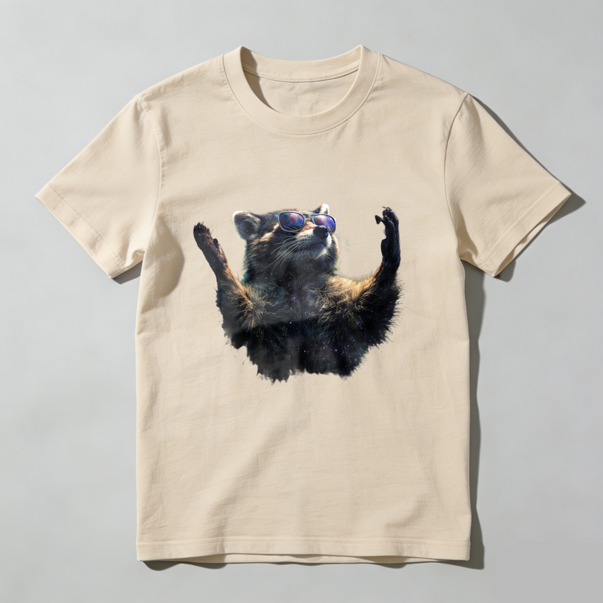 Cool Raccoon Wearing Sunglasses T-Shirt Fun Animal Graphic Design Black Shirt For Men Women Unisex Casual Wear