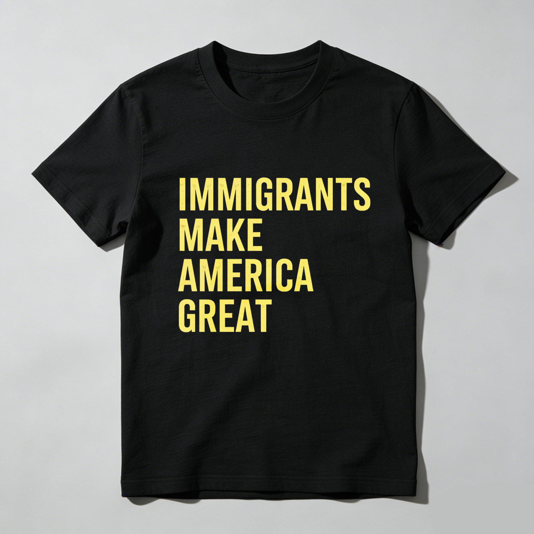 TEECURENTImmigrants Make America Great T Shirt Black Yellow Text Pro Immigrant Pride Statement Apparel-TeeCurent