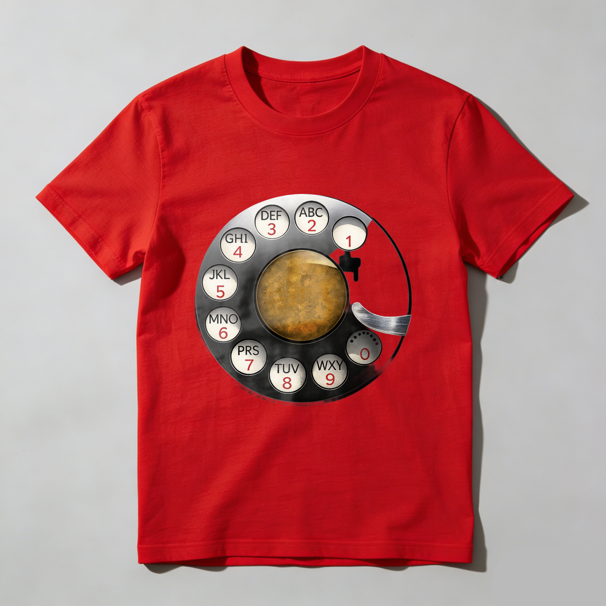 Retro Rotary Phone Dial Design Black T-Shirt Made In Usa
