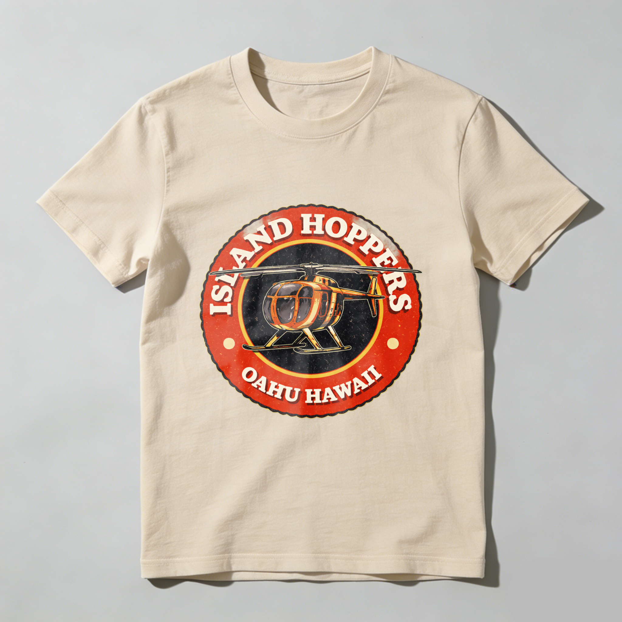 Island Hoppers Oahu Hawaii Helicopter Tour T Shirt Black Men Women Unisex Casual Wear Gift For Travelers And Adventure Lovers