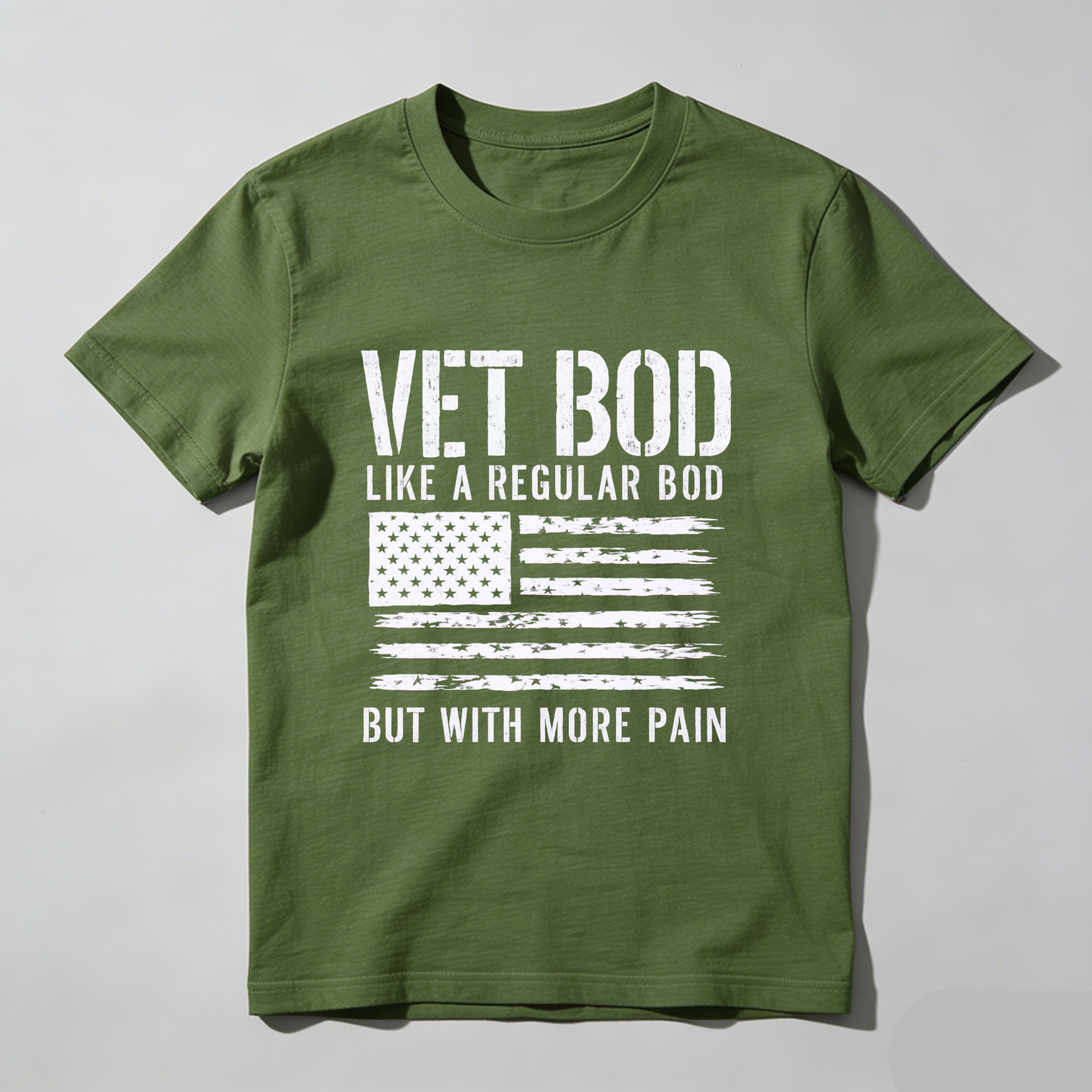 Vet Bod Like A Regular Bod But With More Pain American Flag T-Shirt Made In Usa