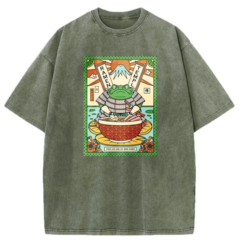 Frog In Bowl With Mount Fuji Background tshirt 100% cotton