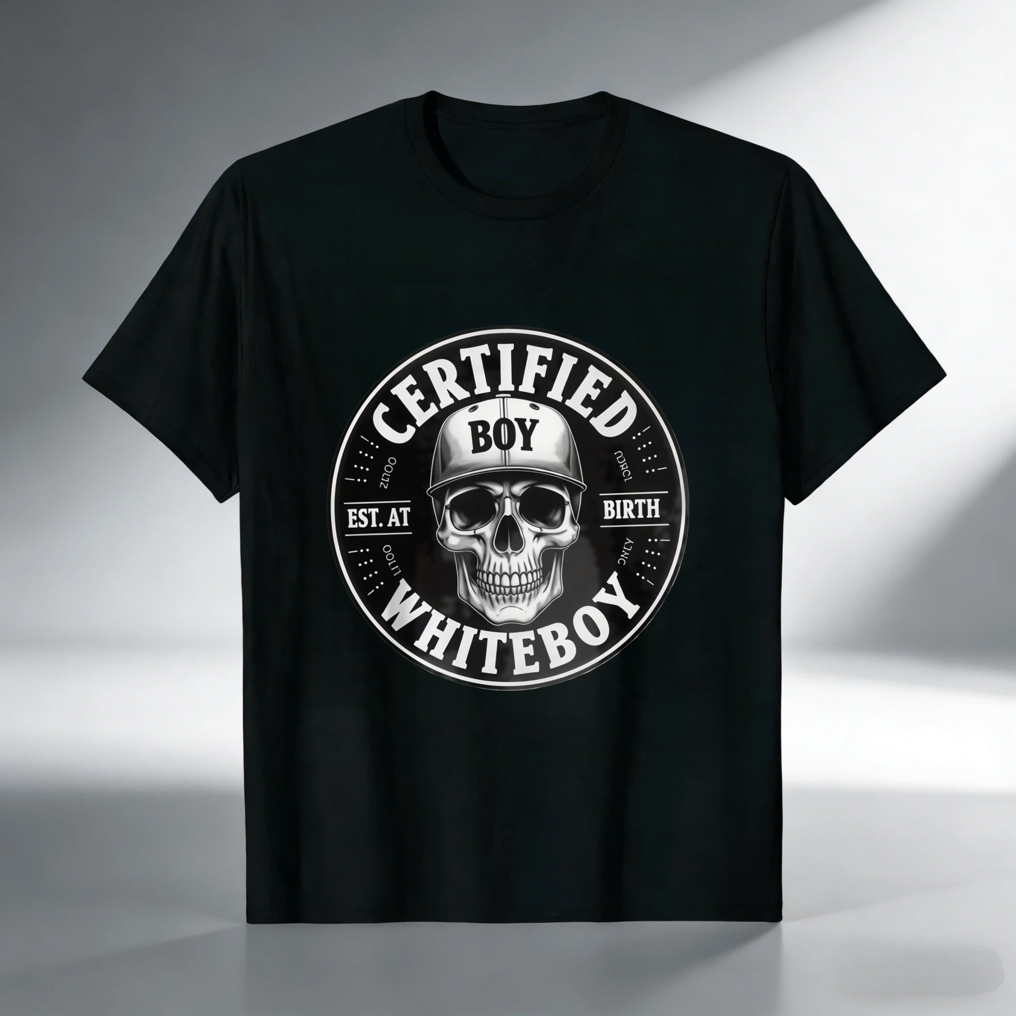 TEECURENT T-SHIRT  Certified Boy Whiteboy Skull Design