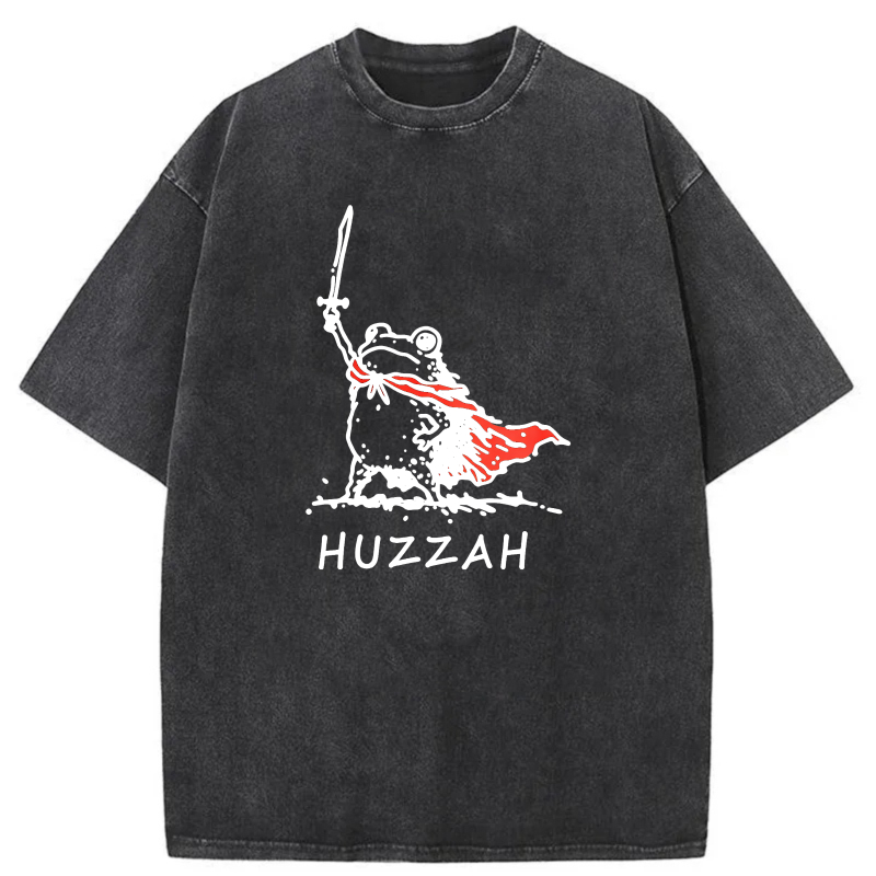 Frog Warrior With Sword And Cape Huzzah tshirt 100% cotton