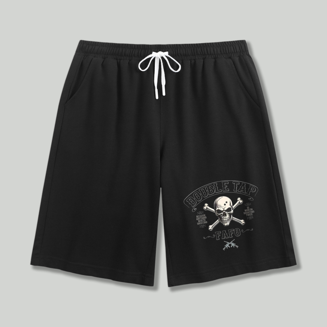 Skull And Crossbones Double Tap Fafd Graphic Print Shorts
