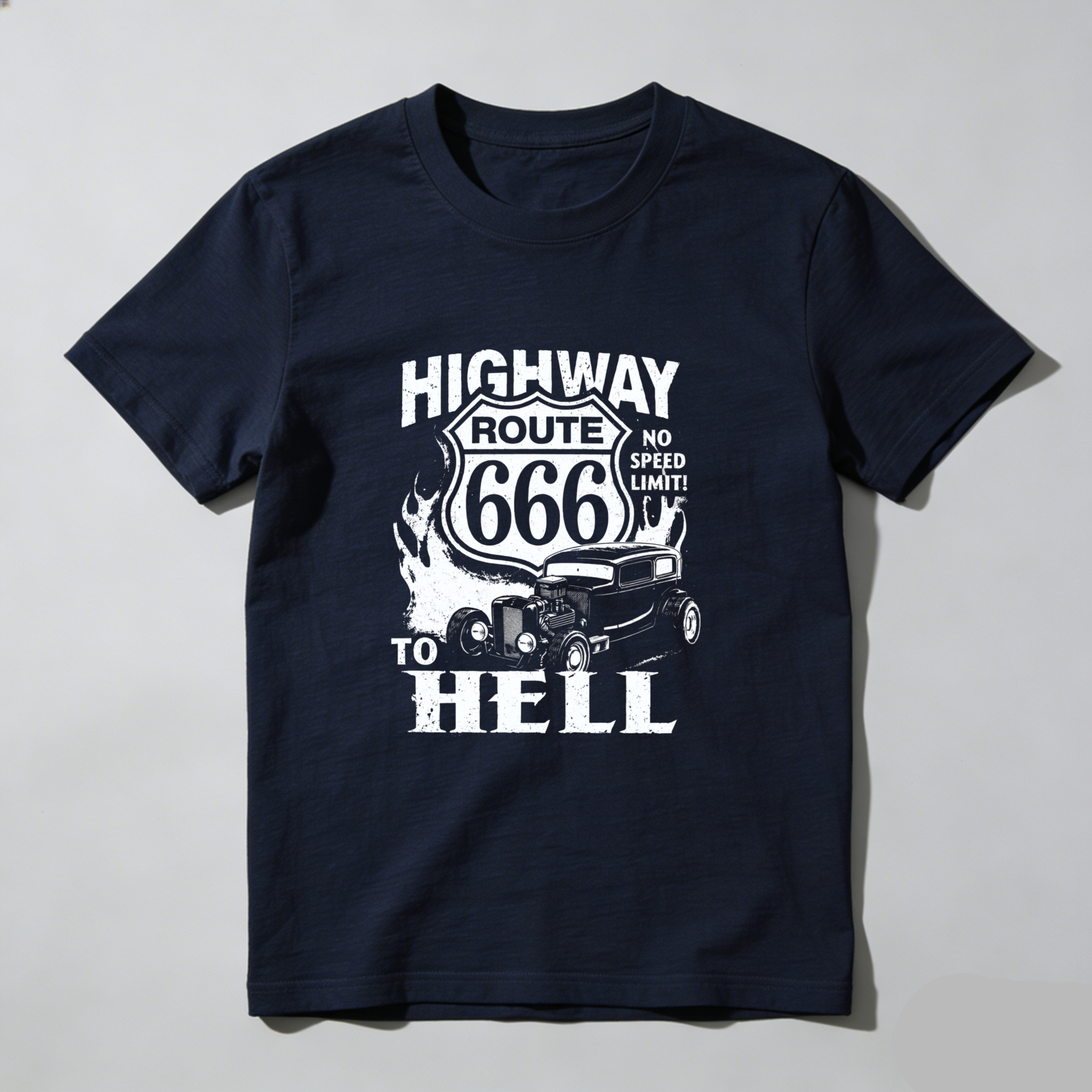 Highway Route 666 No Speed Limit To Hell Classic Car T Shirt