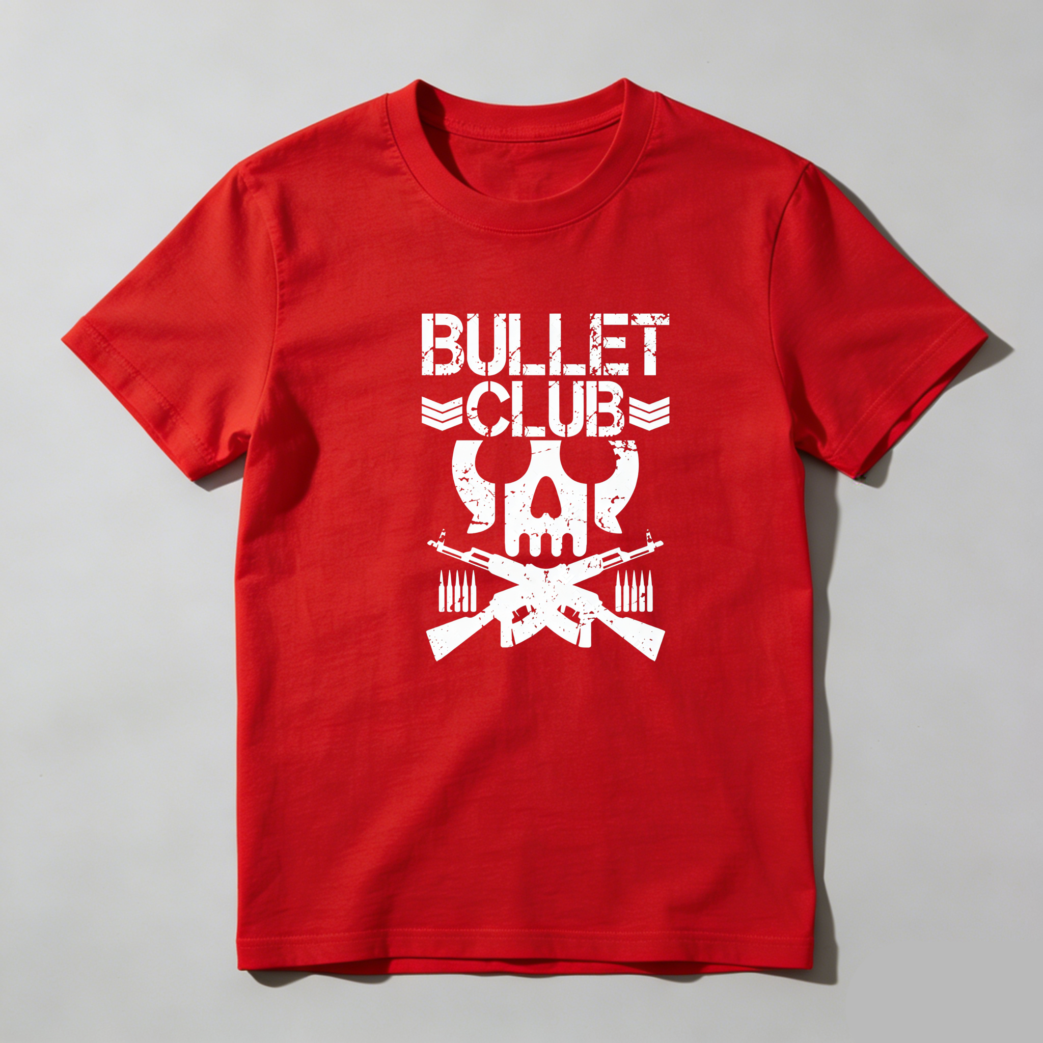 TEECURENT Bullet Club Skull And Guns Pure Cotton Short Sleeve T Shirt-TeeCurent
