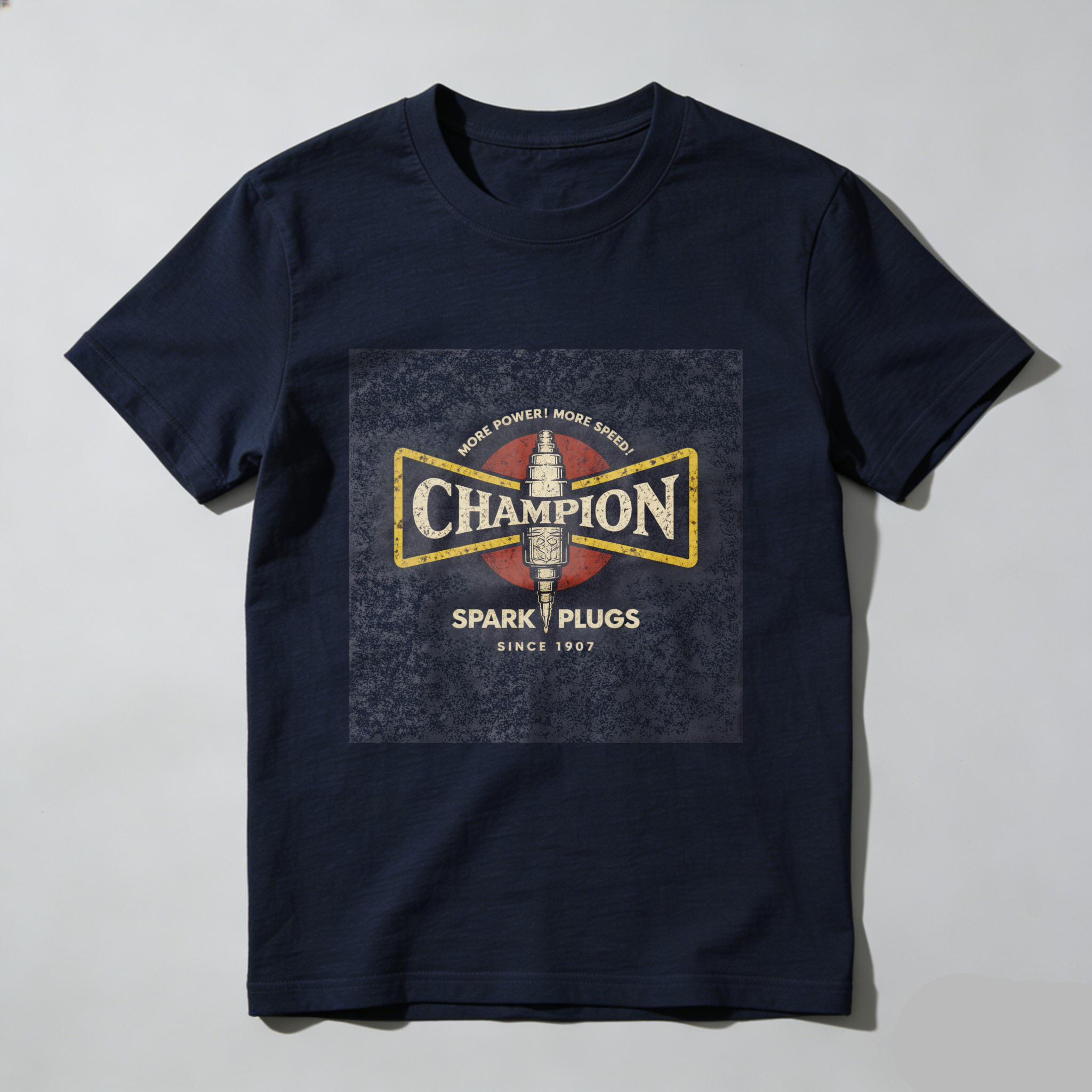 Champion Spark Plugs Vintage Logo T-Shirt Classic Black Men's Casual Wear Automotive Enthusiast Gift