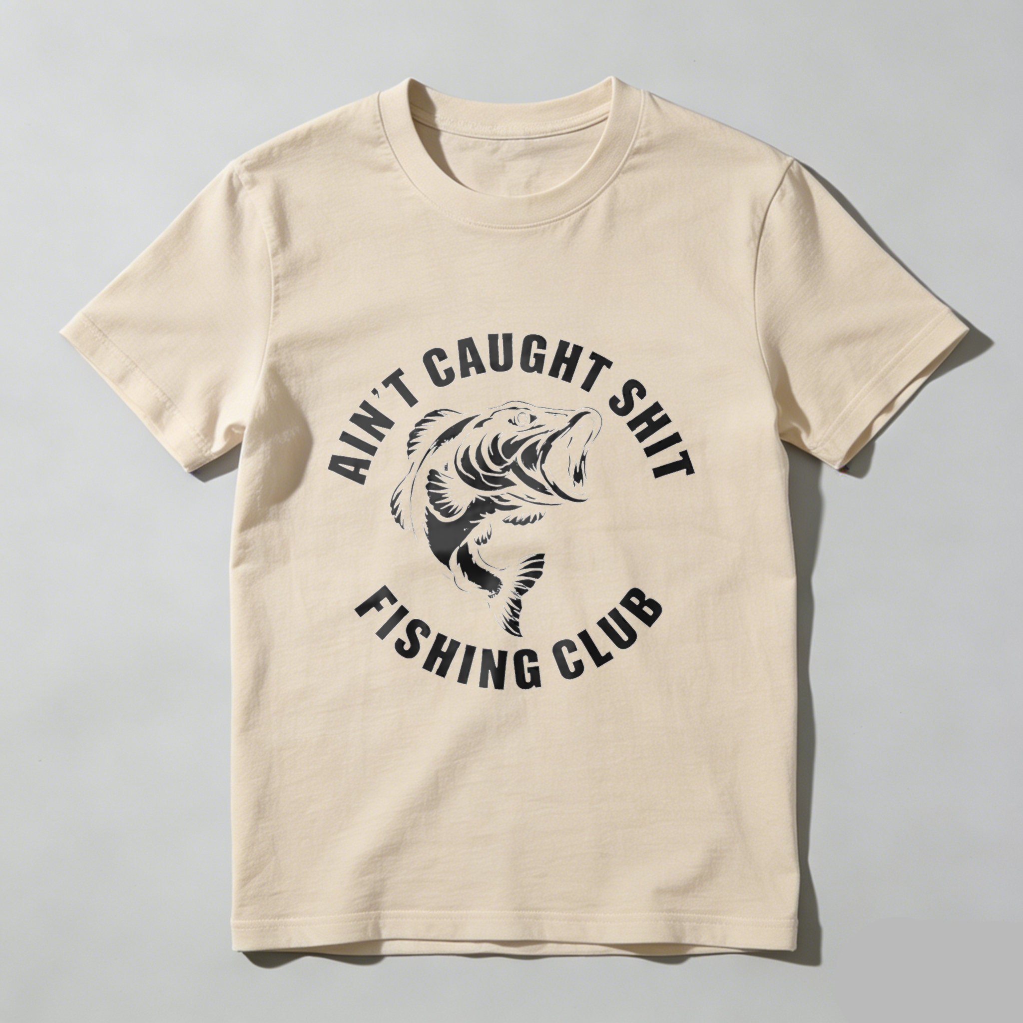 TEECURENT Aint Caught Shit Fishing Club T-Shirt Black Men's Casual Graphic Tee Fish Design Funny Fishing Humor Apparel WOMEN