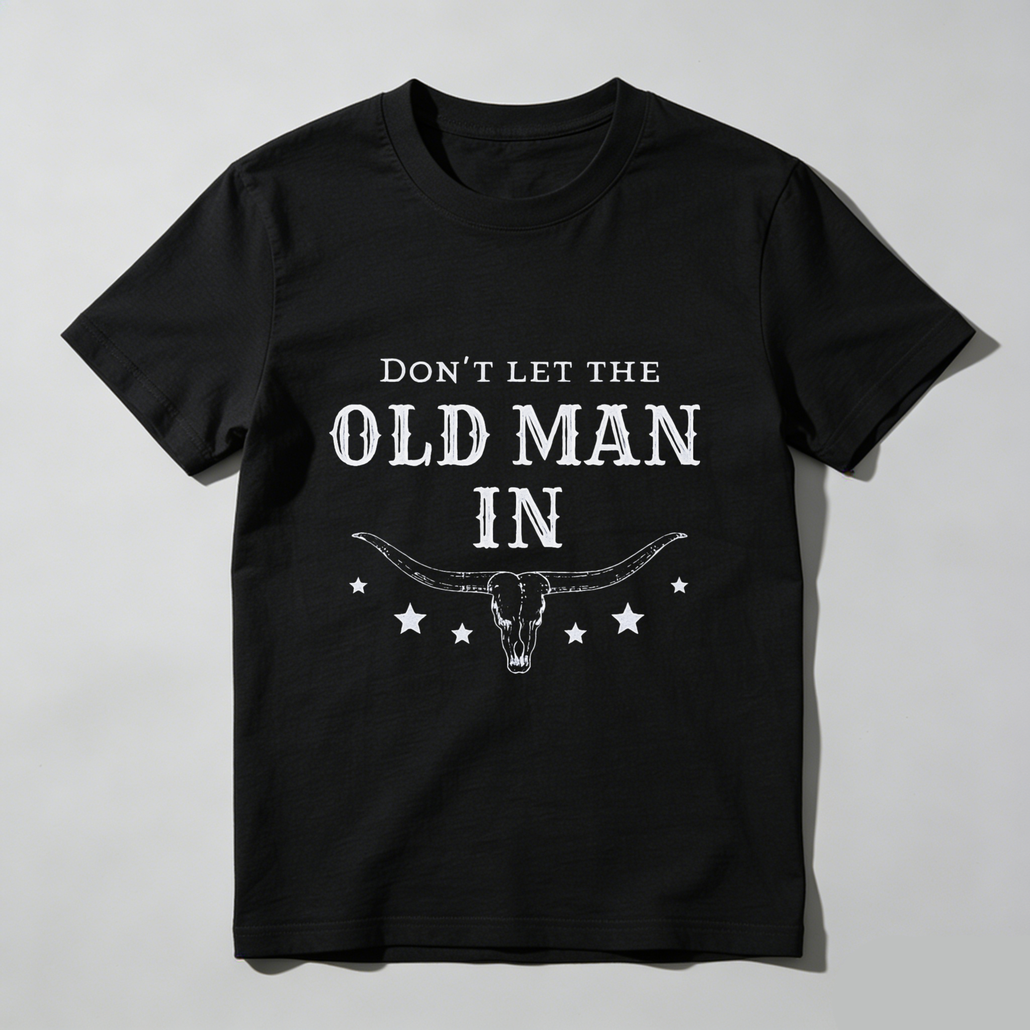 TEECURENT Dont Let The Old Man In Bull Skull Western T Shirt Men Women Cowgirl Country Style Graphic Tee