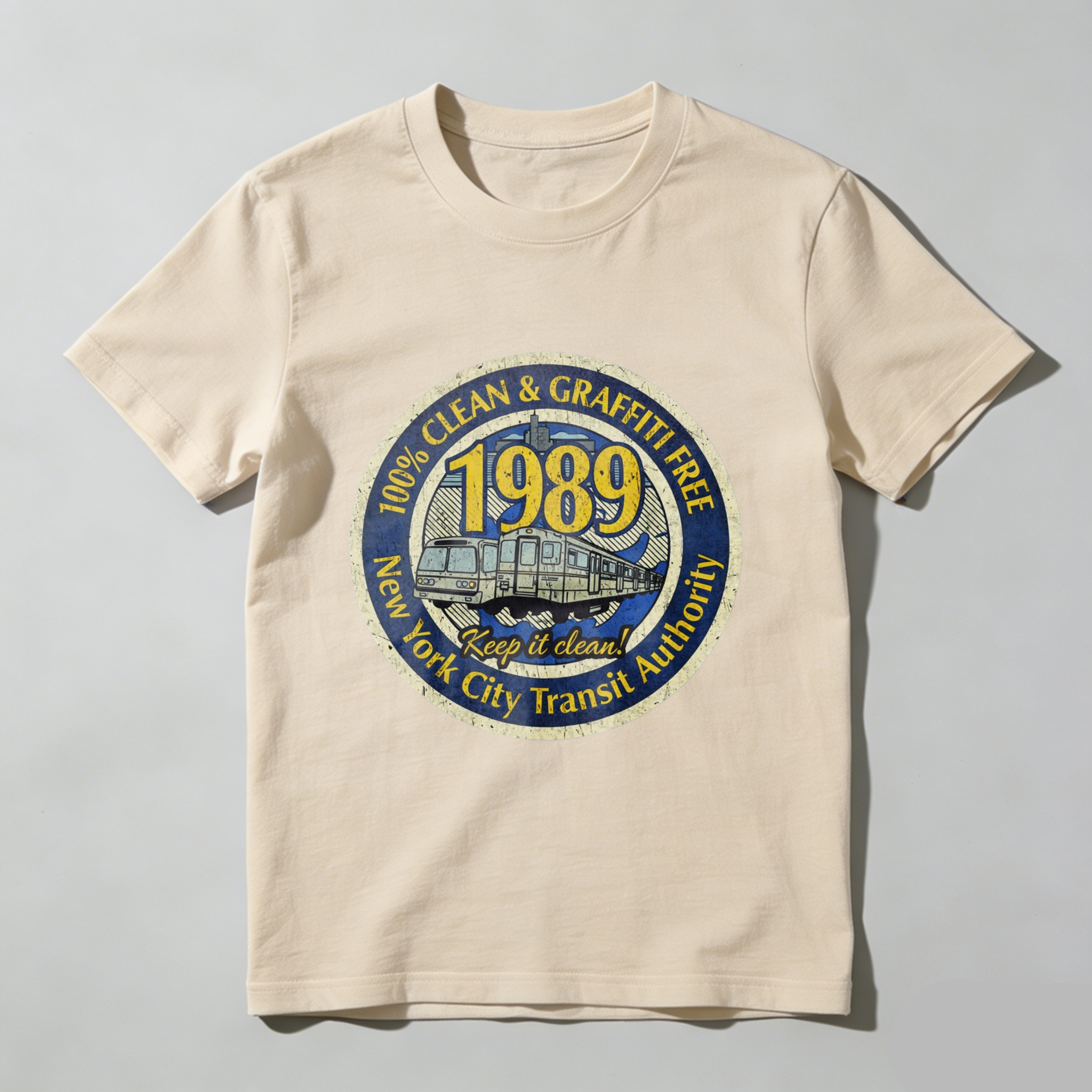 New York City Transit Authority 1989 Clean And Graffiti Free T Shirt Keep It Clean Vintage Design Black Men Women Unisex Apparel