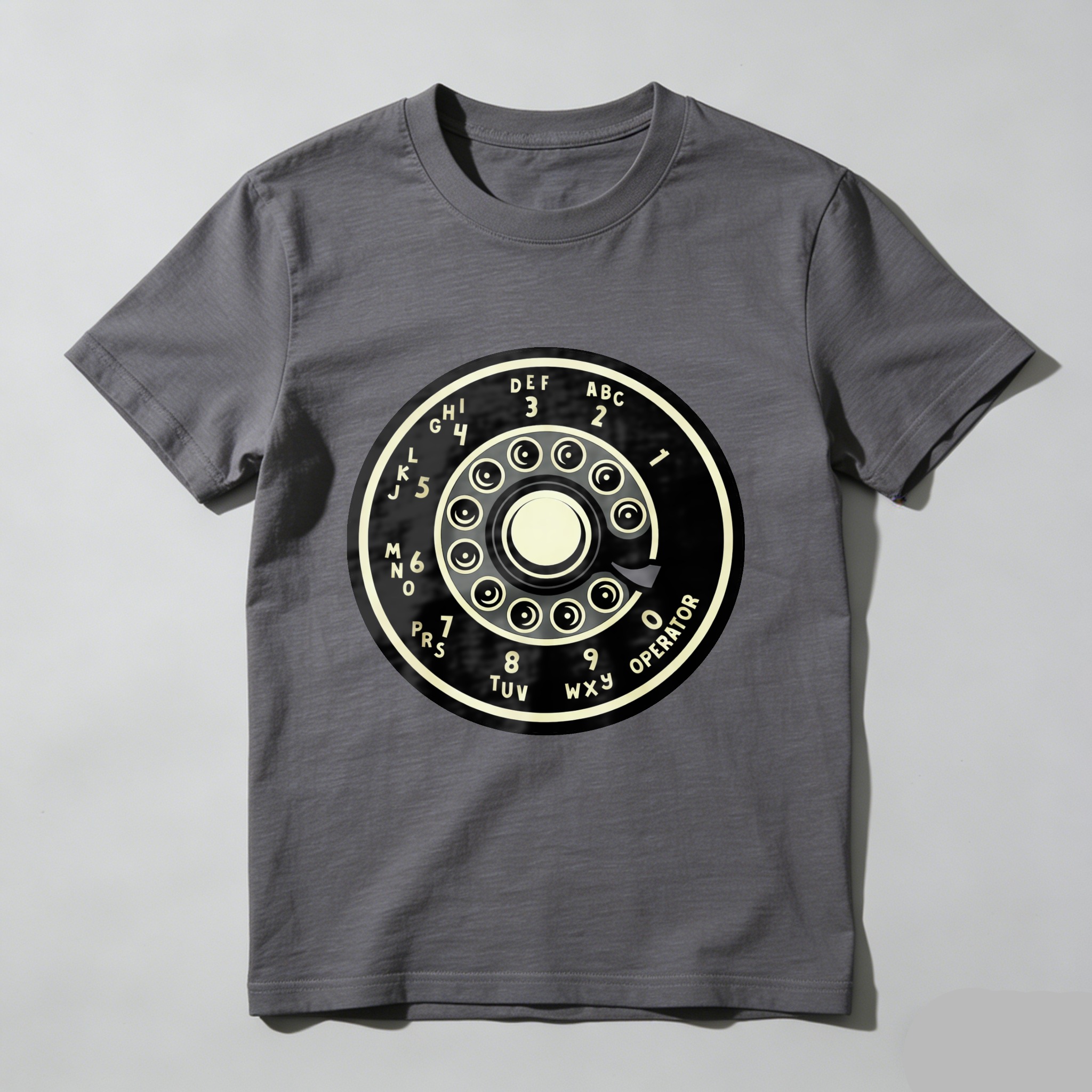 Vintage Rotary Dial Phone T-Shirt Made In Usa Retro Telephone Design Black Cotton Shirt Unisex Classic Style Gift For Tech Enthusiasts