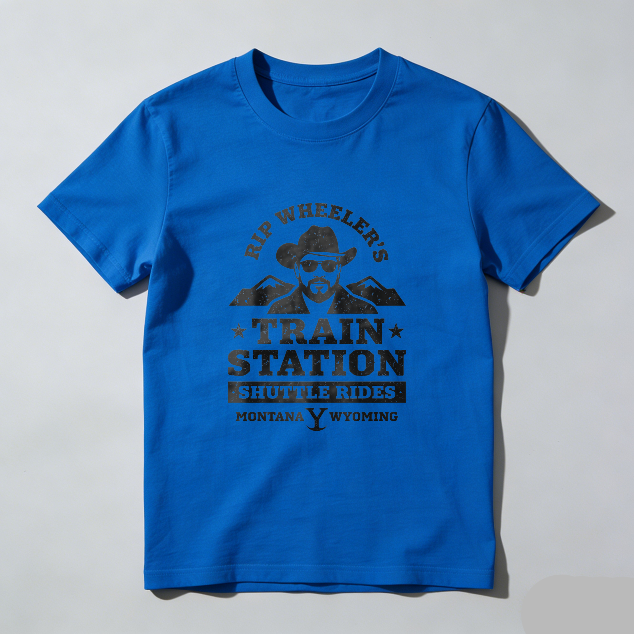 TEECURENT Rip Wheelers Train Station Shuttle Rides Montana Wyoming T Shirt