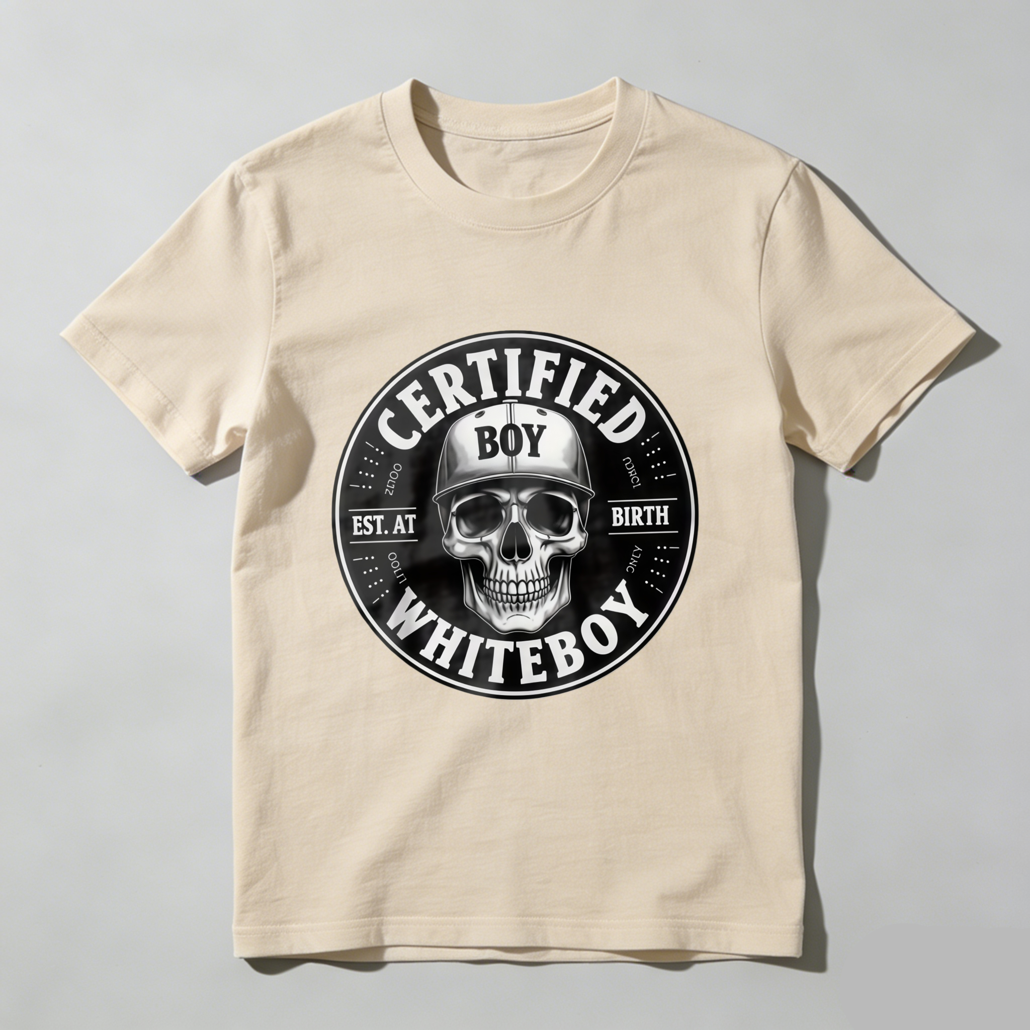TEECURENT T-SHIRT  Certified Boy Whiteboy Skull Design