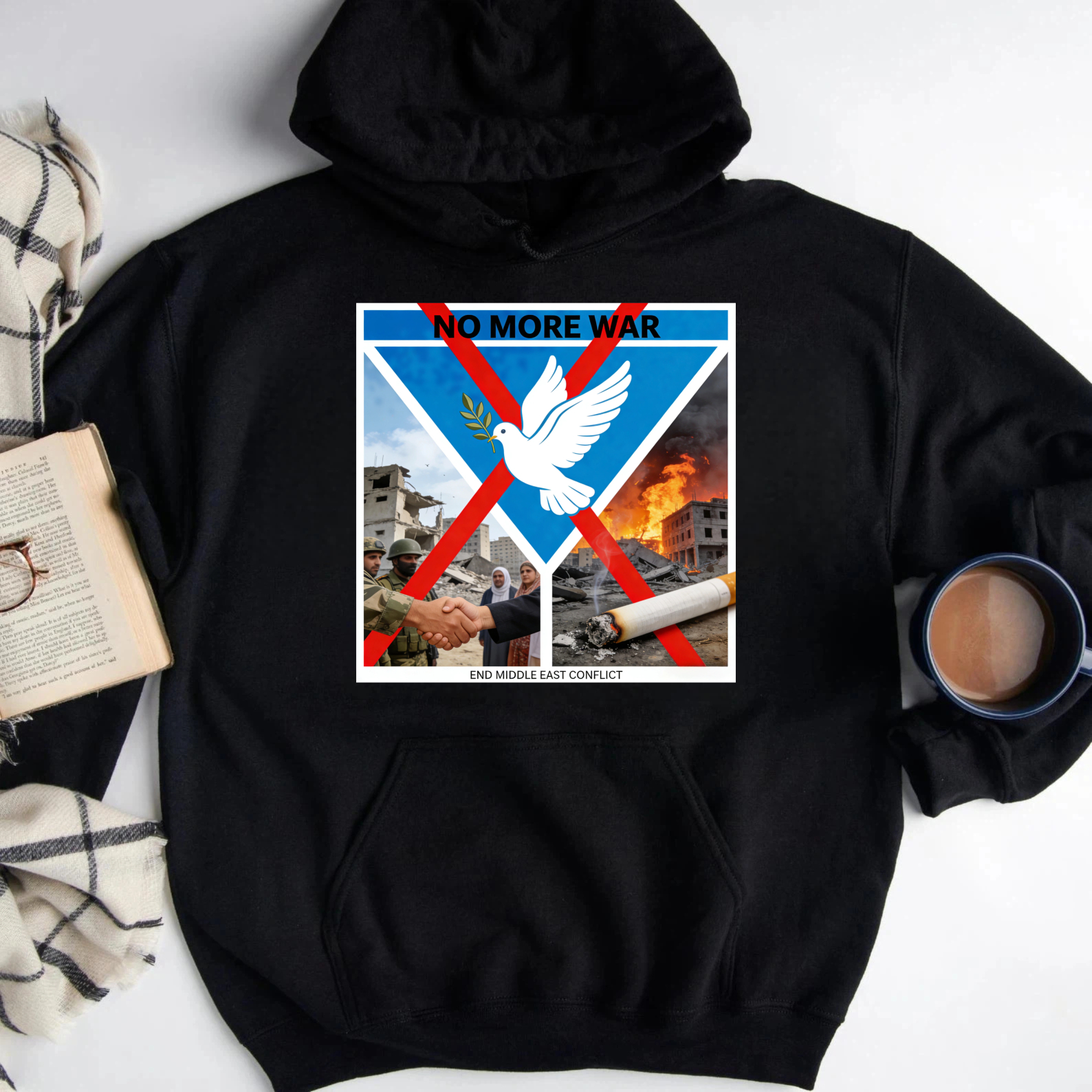 TEECURENT No More War End Middle East Conflict Peace Dove Hoodie For Peace Activists And Anti War Supporters