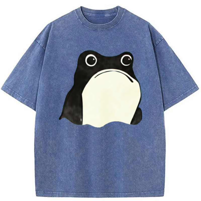 Frog Face Print On Dark Shirt tshirt 100% cotton