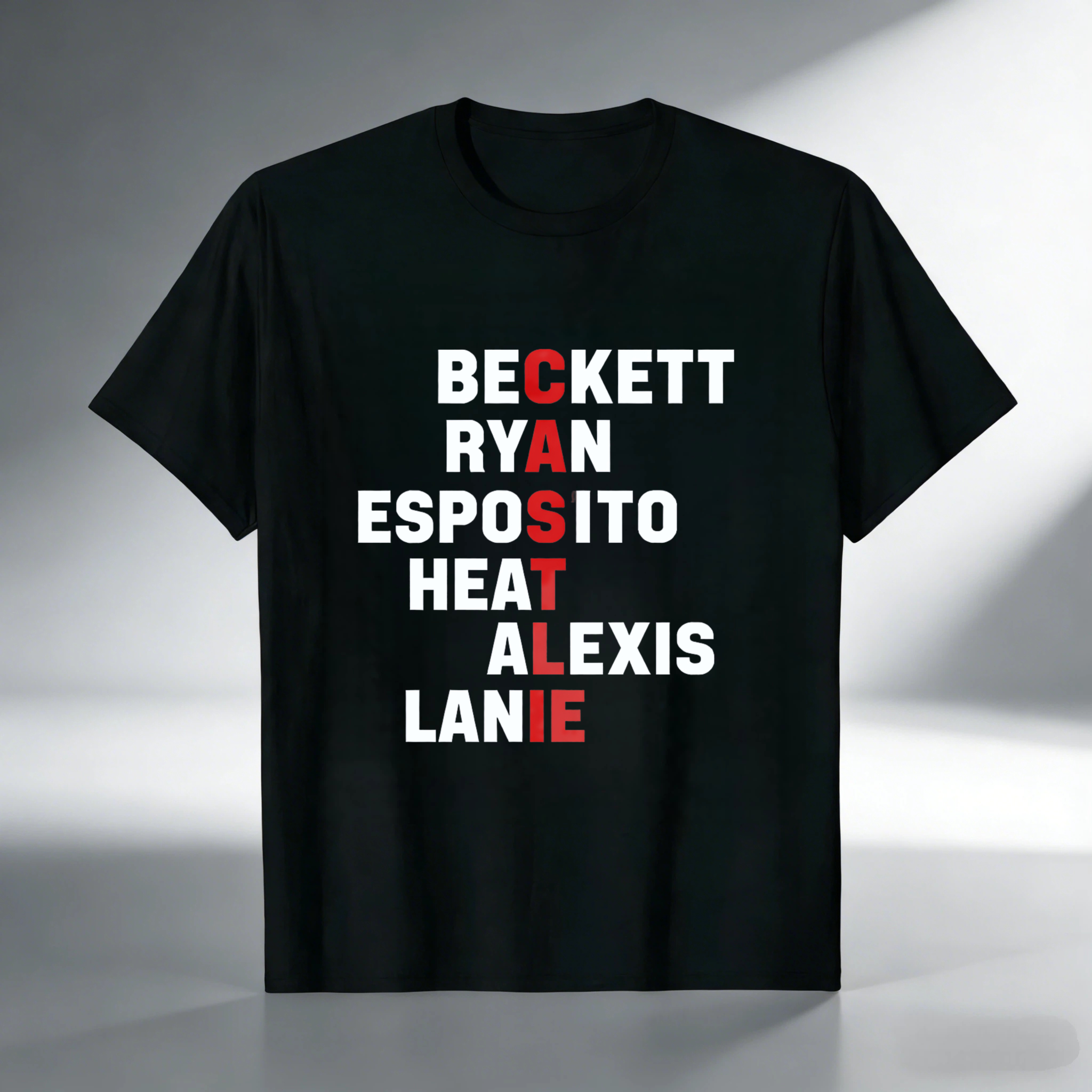TEECURENT Beckett Ryan Esposito Heat Alexis Lanie Black T Shirt