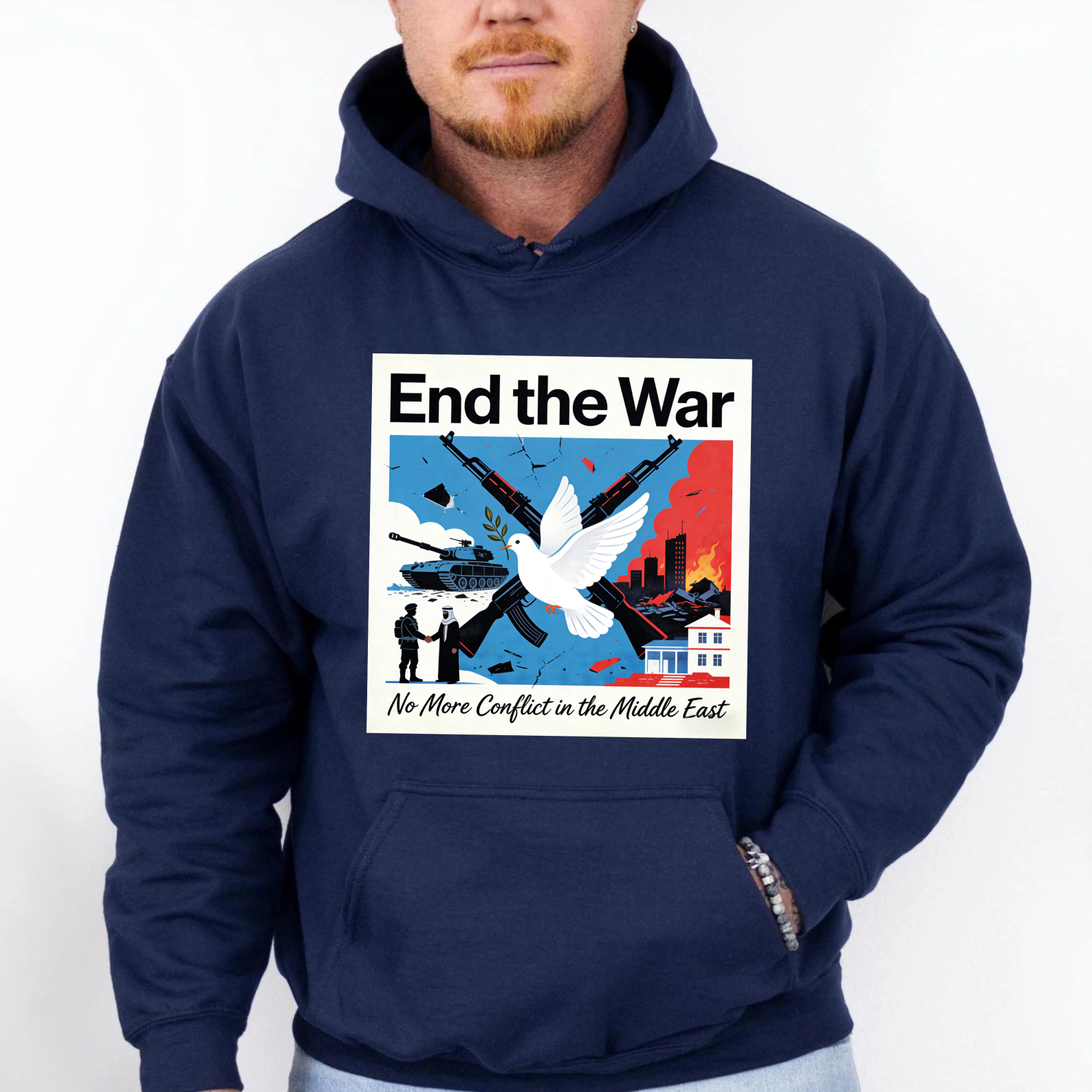 TEECURENT End The War No More Conflict In The Middle East Peace Dove Hoodie For Men Women Unisex Sweatshirt Anti War Statement Apparel
