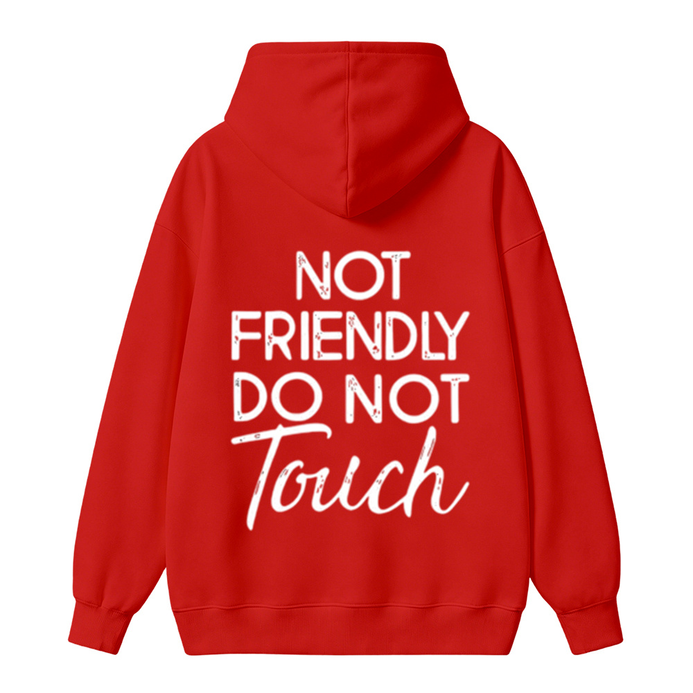 Not Friendly Do Not Touch Print, Men'S Casual Streetwear Hoodies, Comfy And Loose Hooded Pullover Top HOODIE