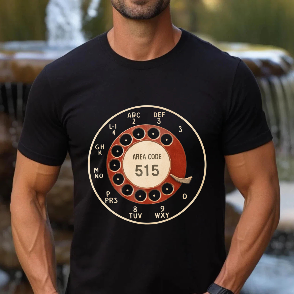 Area Code 515 Rotary Dial Phone T-Shirt Made In Usa