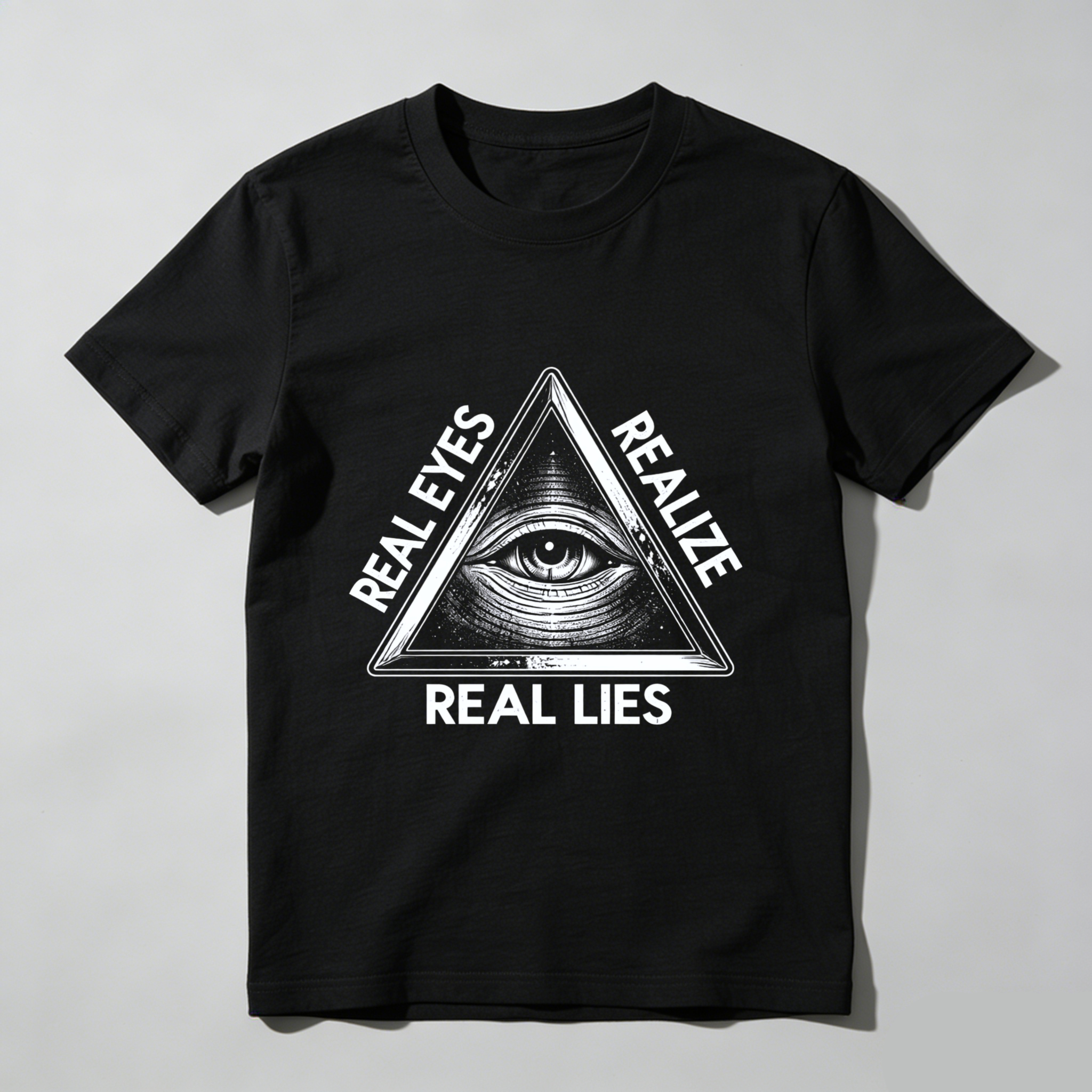 TEECURENT  Real Eyes Realize Real Lies Pyramid Eye Symbol(6) TEECURENT