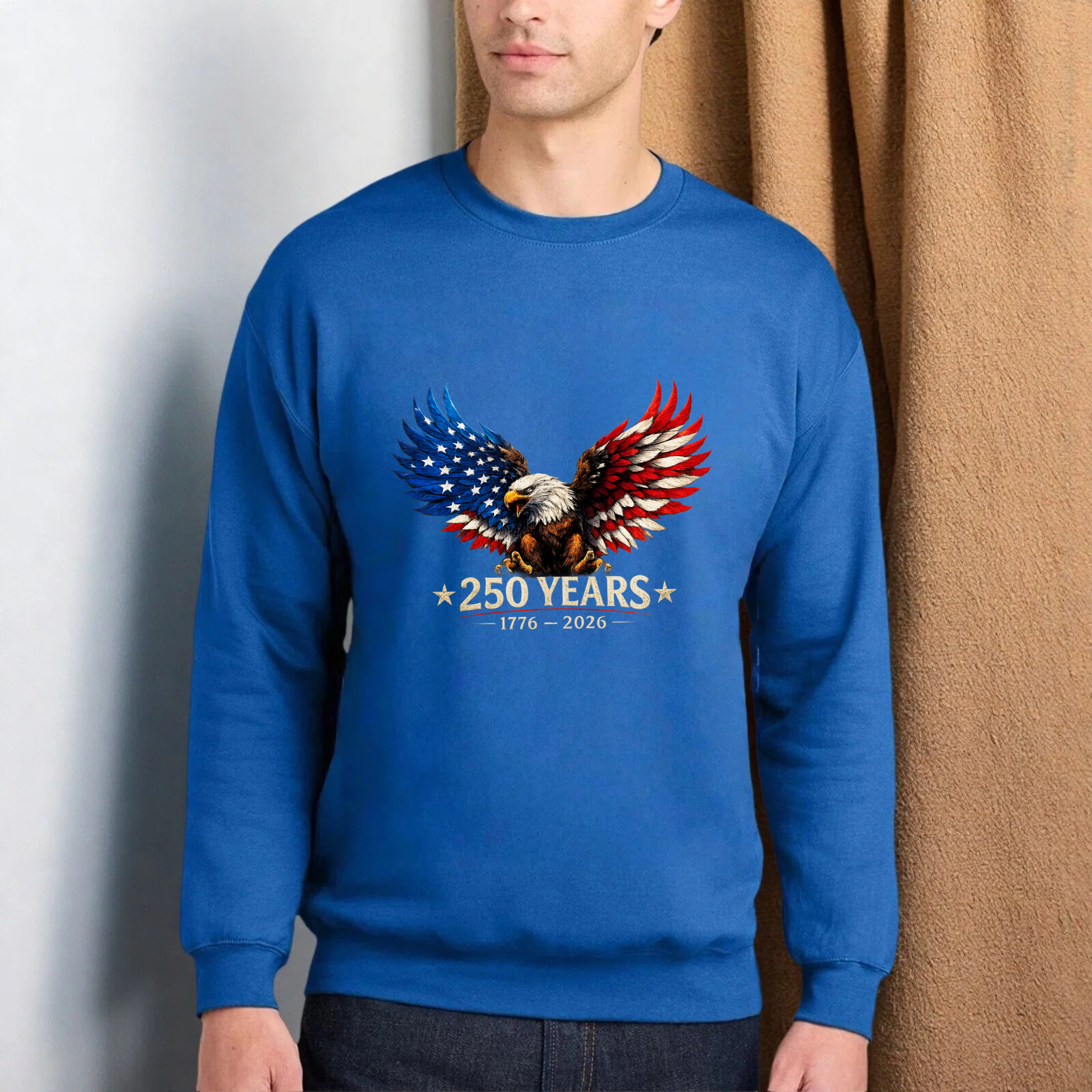 American Eagle 250 Years Independence Day Usa Flag Sweatshirt 1776 2026 Patriotic Crewneck Pullover Shirt For Men Women
