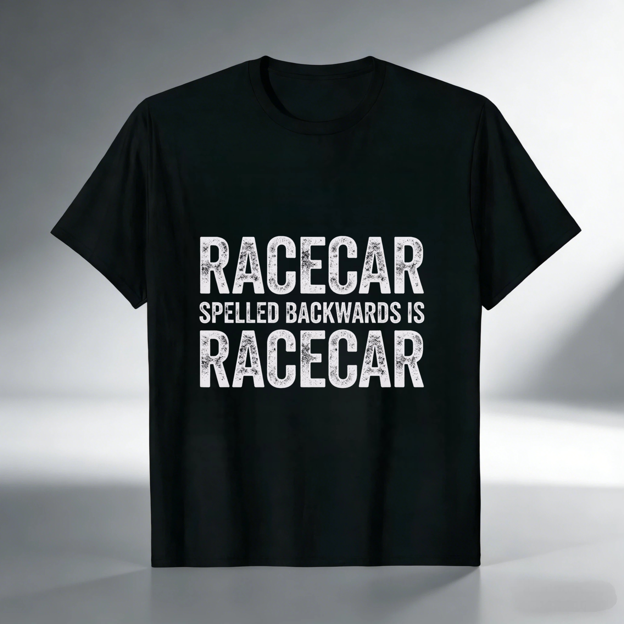 Racecar Spelled Backwards Is Racecar T Shirt Funny Palindrome Car Racing Gift For Men Women Unisex Black Cotton Shirt