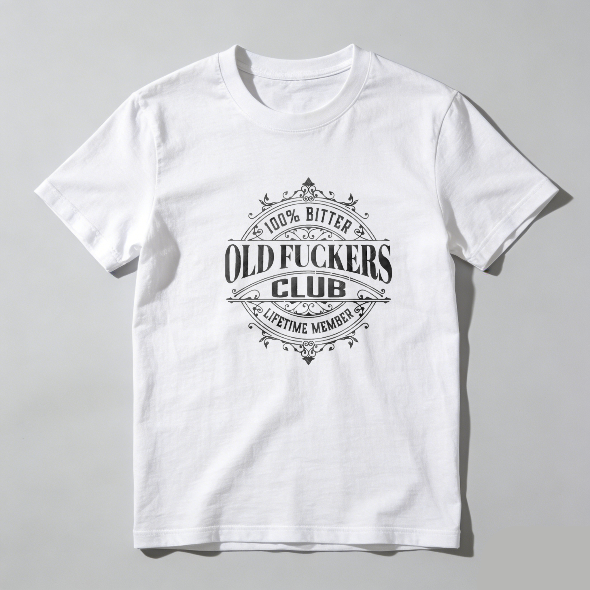 TEECURENT Old Fuckers Club Bitter Lifetime Member Pure Cotton Short Sleeve T Shirt-TeeCurent