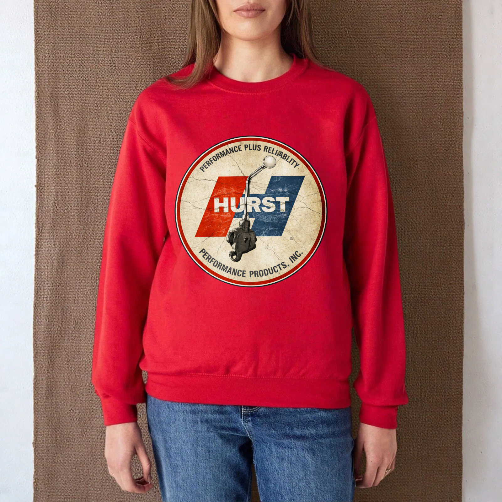 TEECURENT Hurst Performance Plus Reliability Sweatshirt With Vintage Logo Design For Automotive Enthusiasts