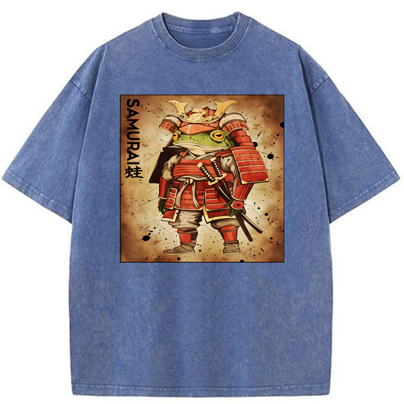 Samurai Frog In Red Armor With Sword tshirt 100% cotton