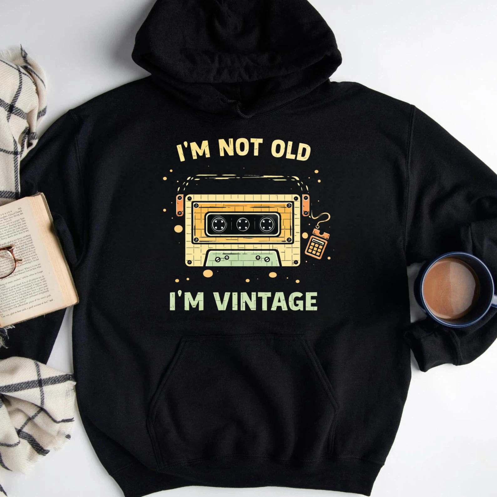 TEECURENT Gildan I M Not Old I M Vintage Cassette Tape Hoodie Retro Music Sweatshirt Unisex Pullover Casual Wear