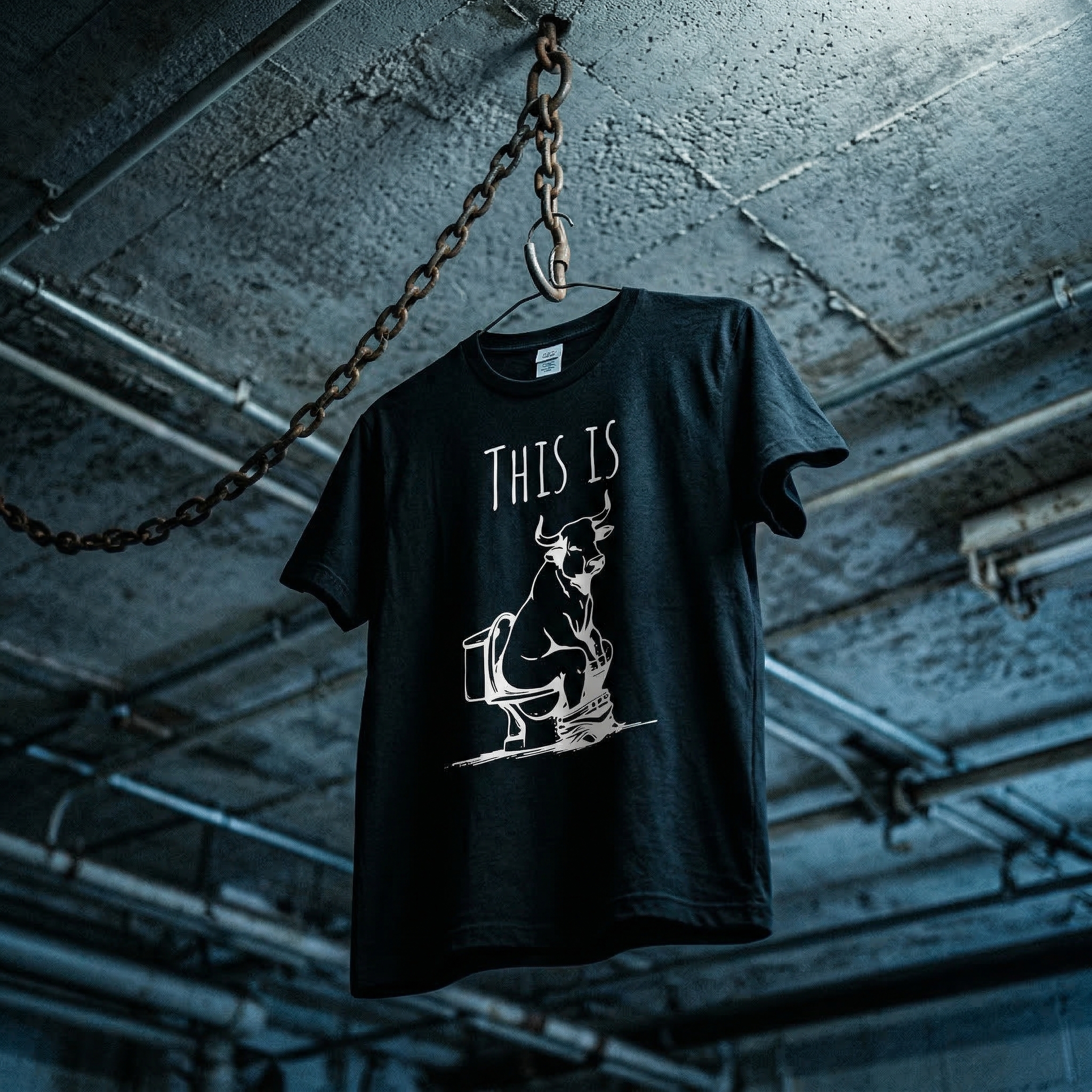 TEECURENT This Is Bull On Toilet Pure Cotton Short Sleeve T Shirt HOT