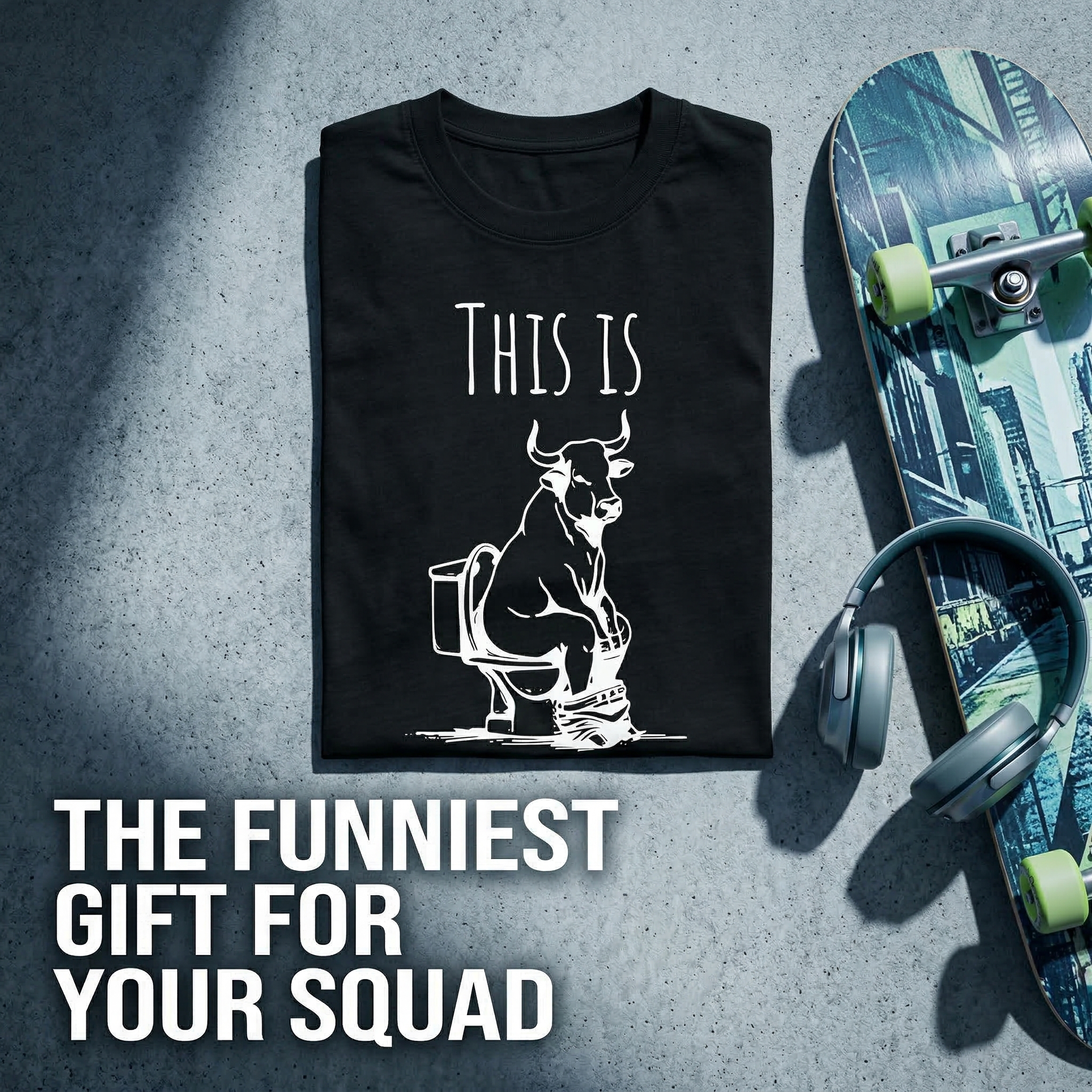 TEECURENT This Is Bull On Toilet Pure Cotton Short Sleeve T Shirt HOT