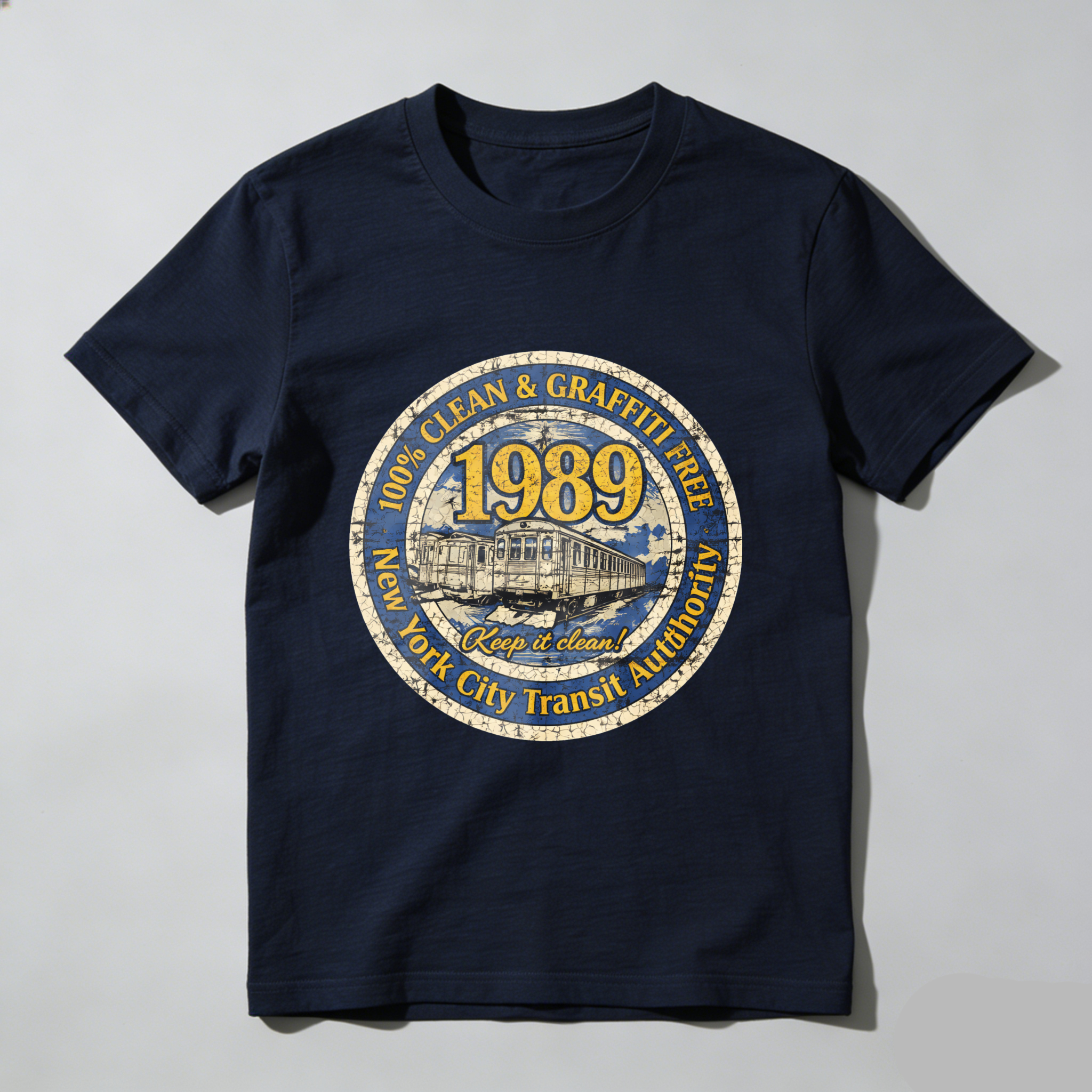 New York City Transit Authority 1989 Clean And Graffiti Free Subway Train T-Shirt